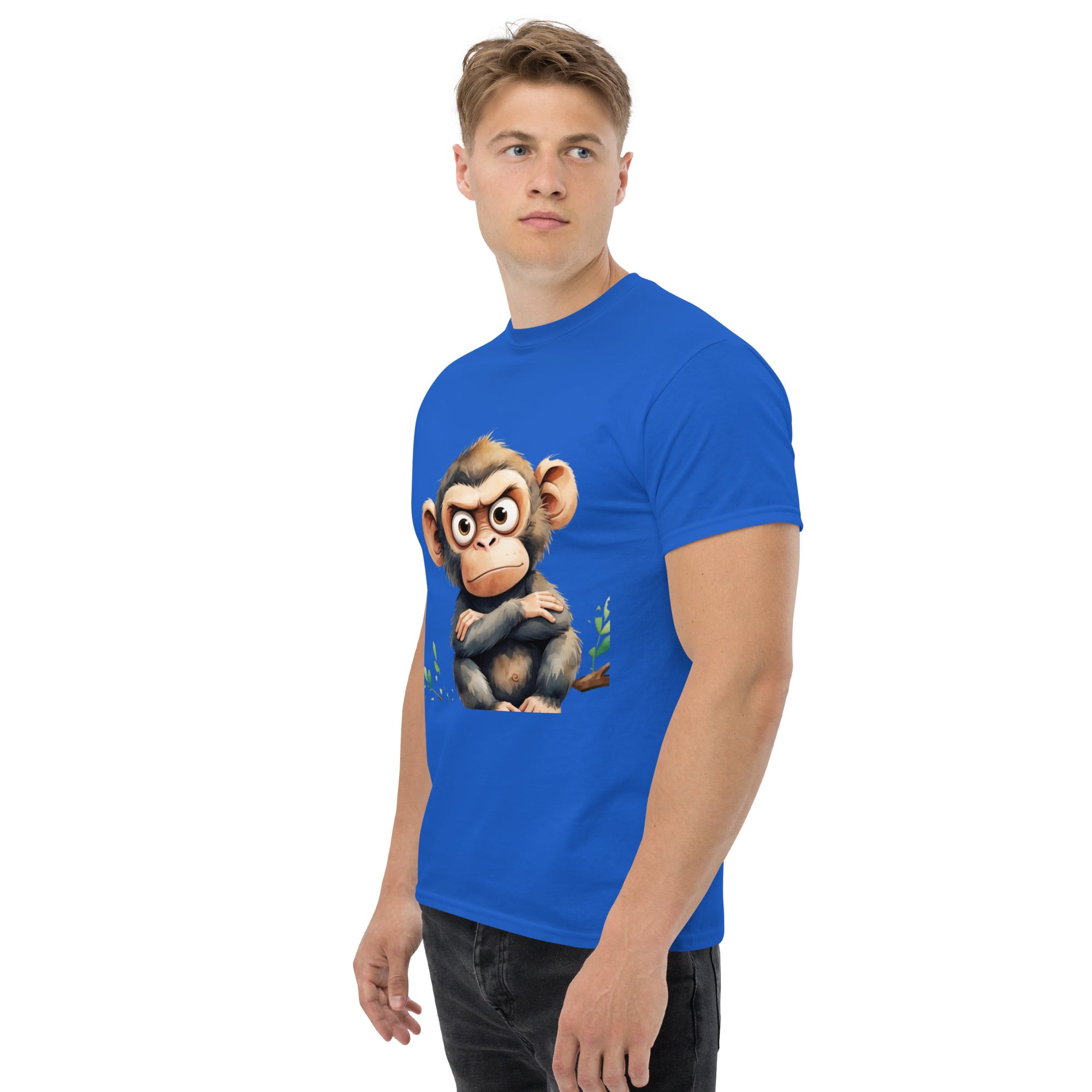 T-Shirt Unisex Stampata 100% Cotone – Confortevole – Design Scimmia Arrabbiata-Biiply