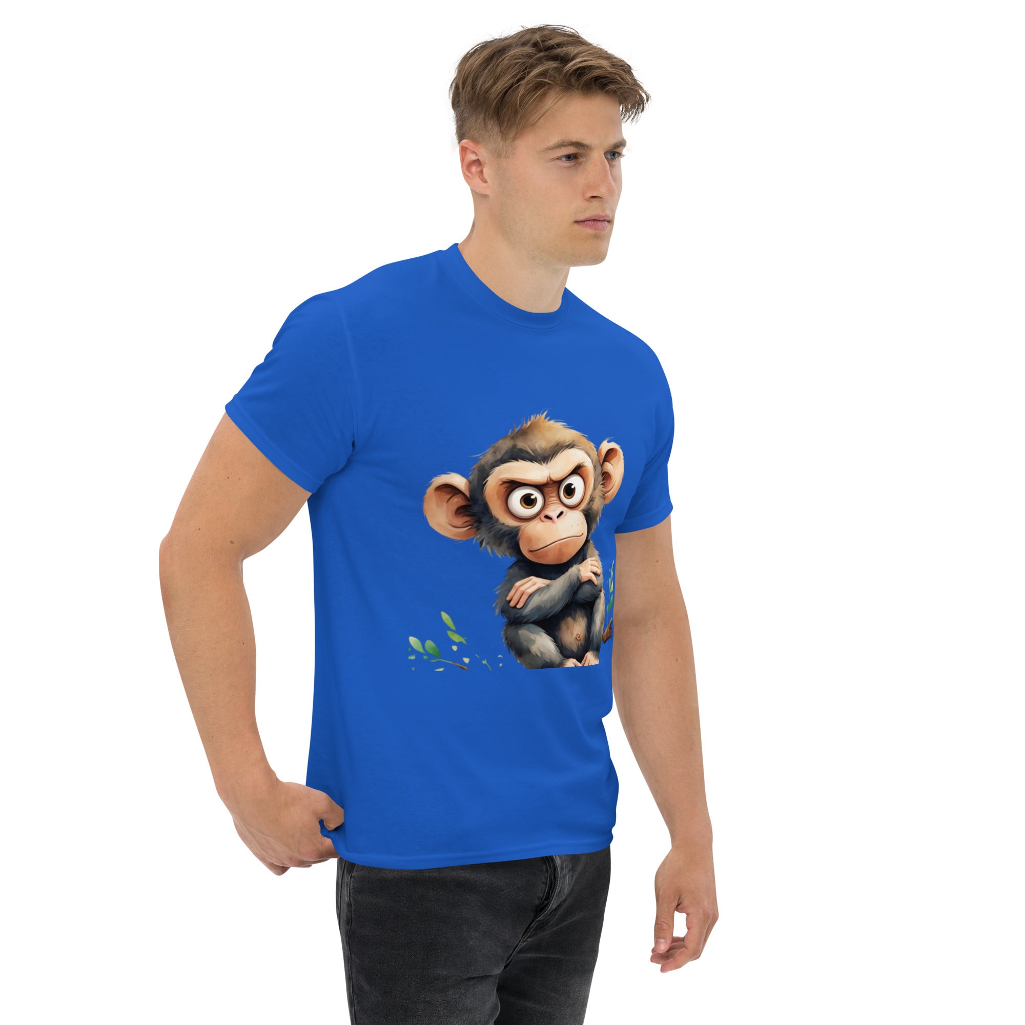 T-Shirt Unisex Stampata 100% Cotone – Confortevole – Design Scimmia Arrabbiata-Biiply