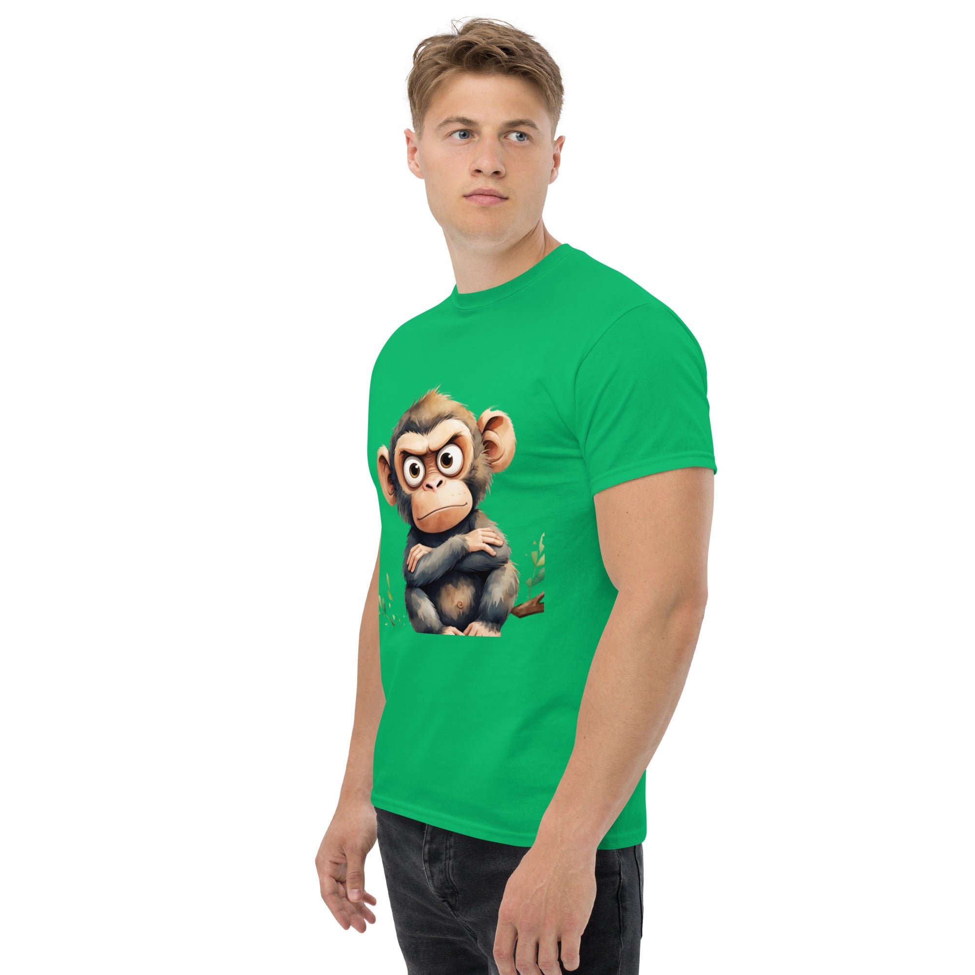 T-Shirt Unisex Stampata 100% Cotone – Confortevole – Design Scimmia Arrabbiata-Biiply