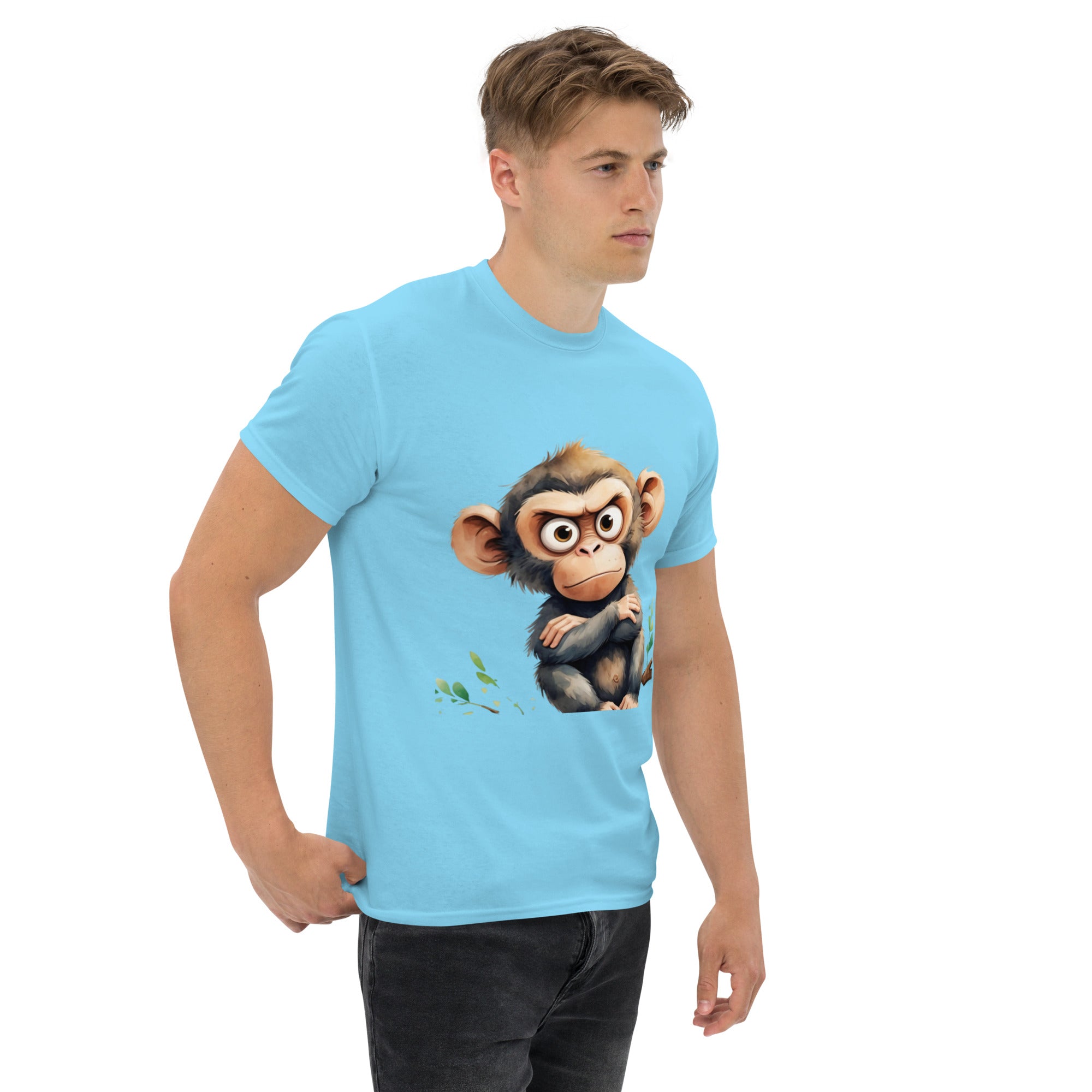 T-Shirt Unisex Stampata 100% Cotone – Confortevole – Design Scimmia Arrabbiata-Biiply