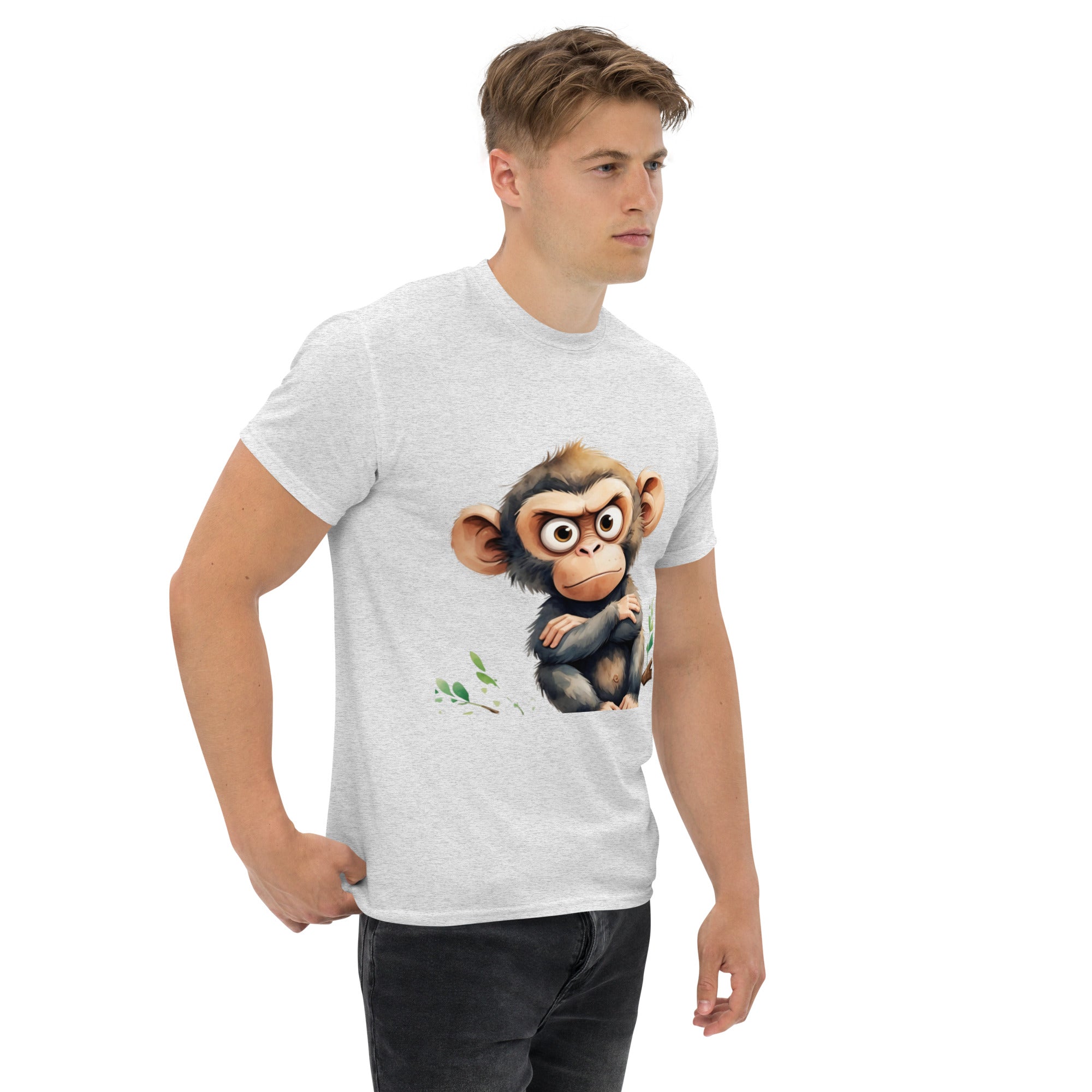 T-Shirt Unisex Stampata 100% Cotone – Confortevole – Design Scimmia Arrabbiata-Biiply