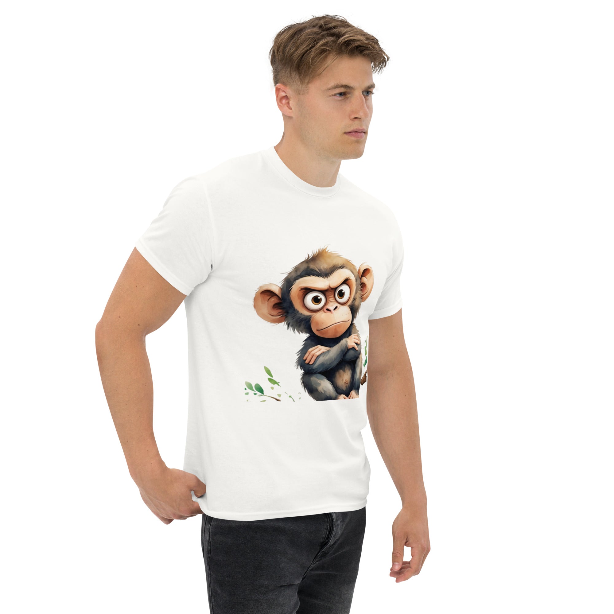 T-Shirt Unisex Stampata 100% Cotone – Confortevole – Design Scimmia Arrabbiata-Biiply
