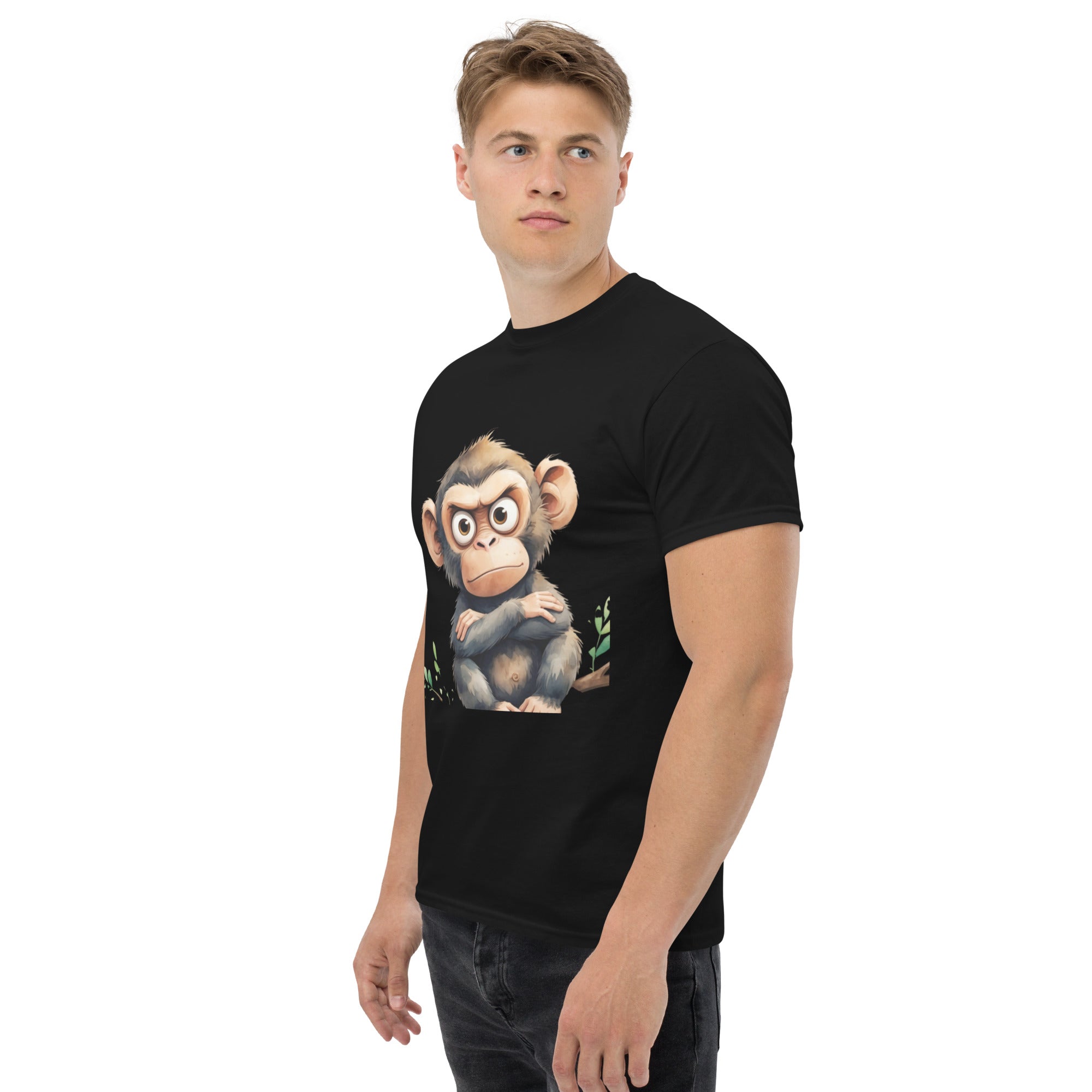 T-Shirt Unisex Stampata 100% Cotone – Confortevole – Design Scimmia Arrabbiata-Biiply
