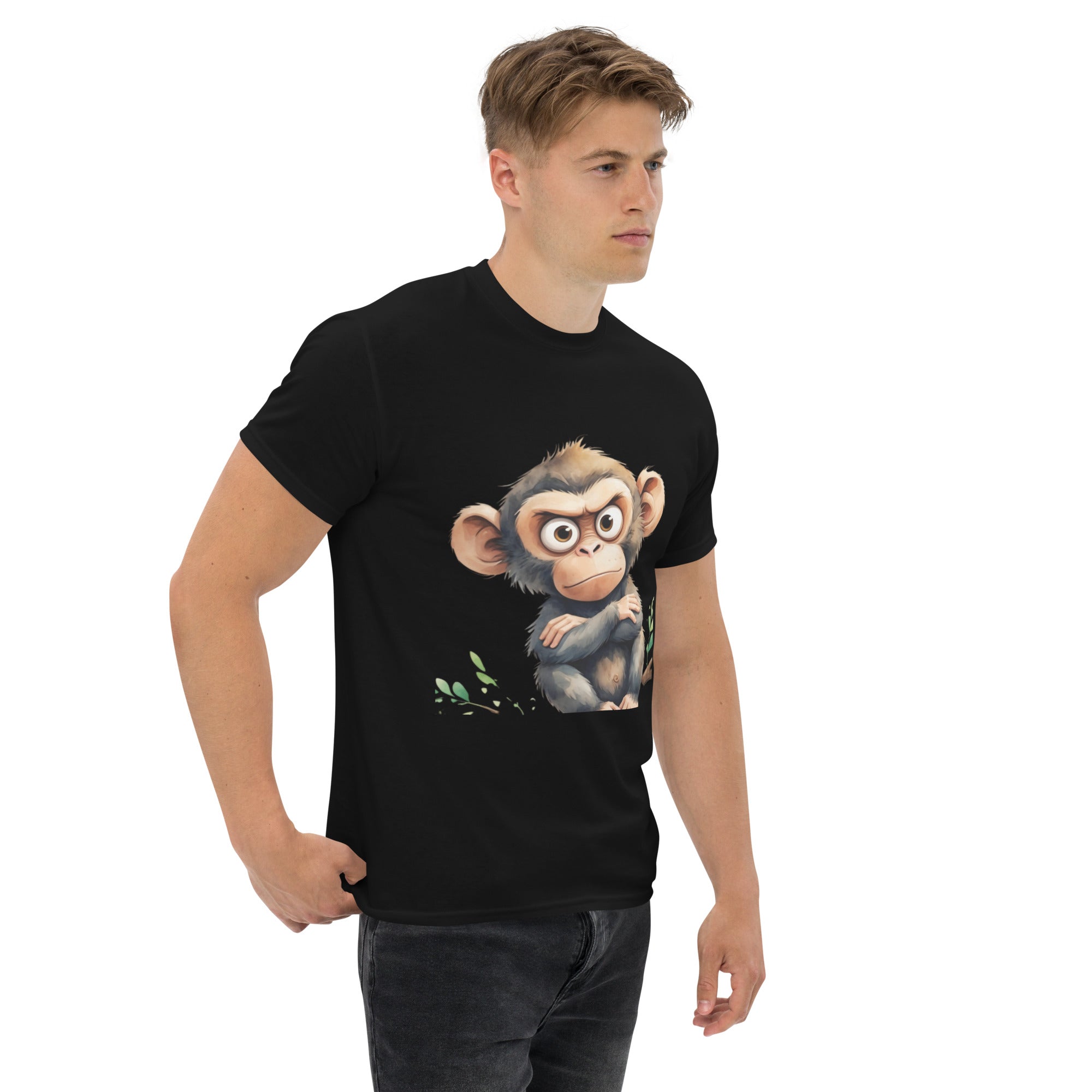 T-Shirt Unisex Stampata 100% Cotone – Confortevole – Design Scimmia Arrabbiata-Biiply