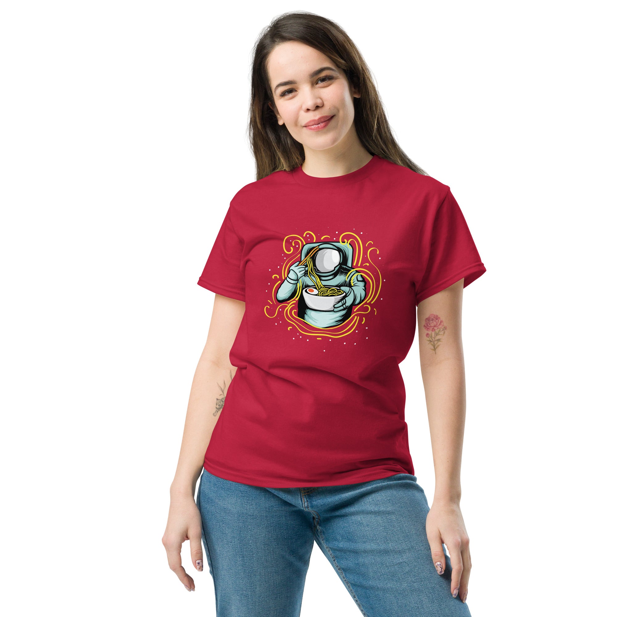 T-Shirt Unisex Stampata 100% Cotone – Confortevole – Design Space Ramen-Biiply