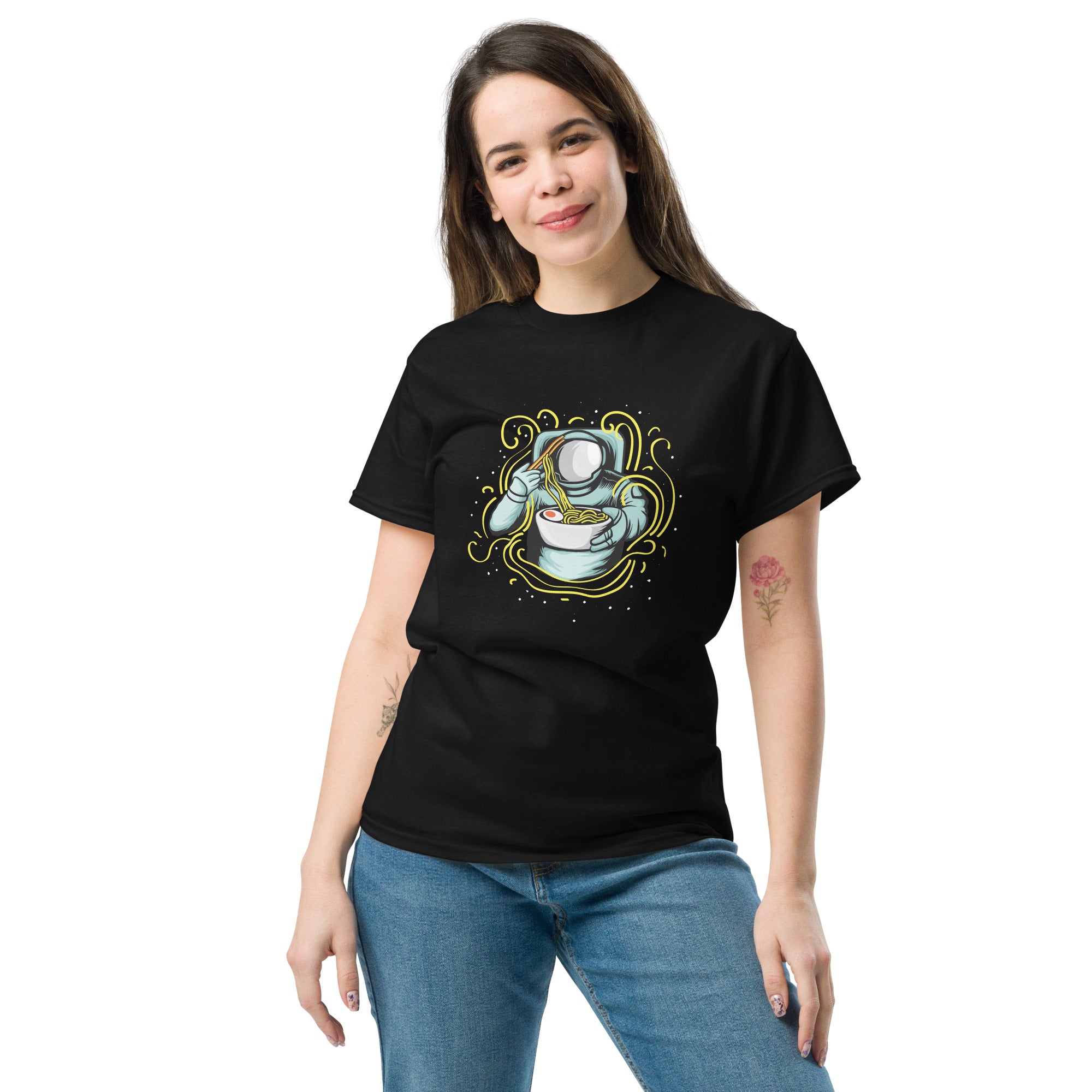T-Shirt Unisex Stampata 100% Cotone – Confortevole – Design Space Ramen-Biiply