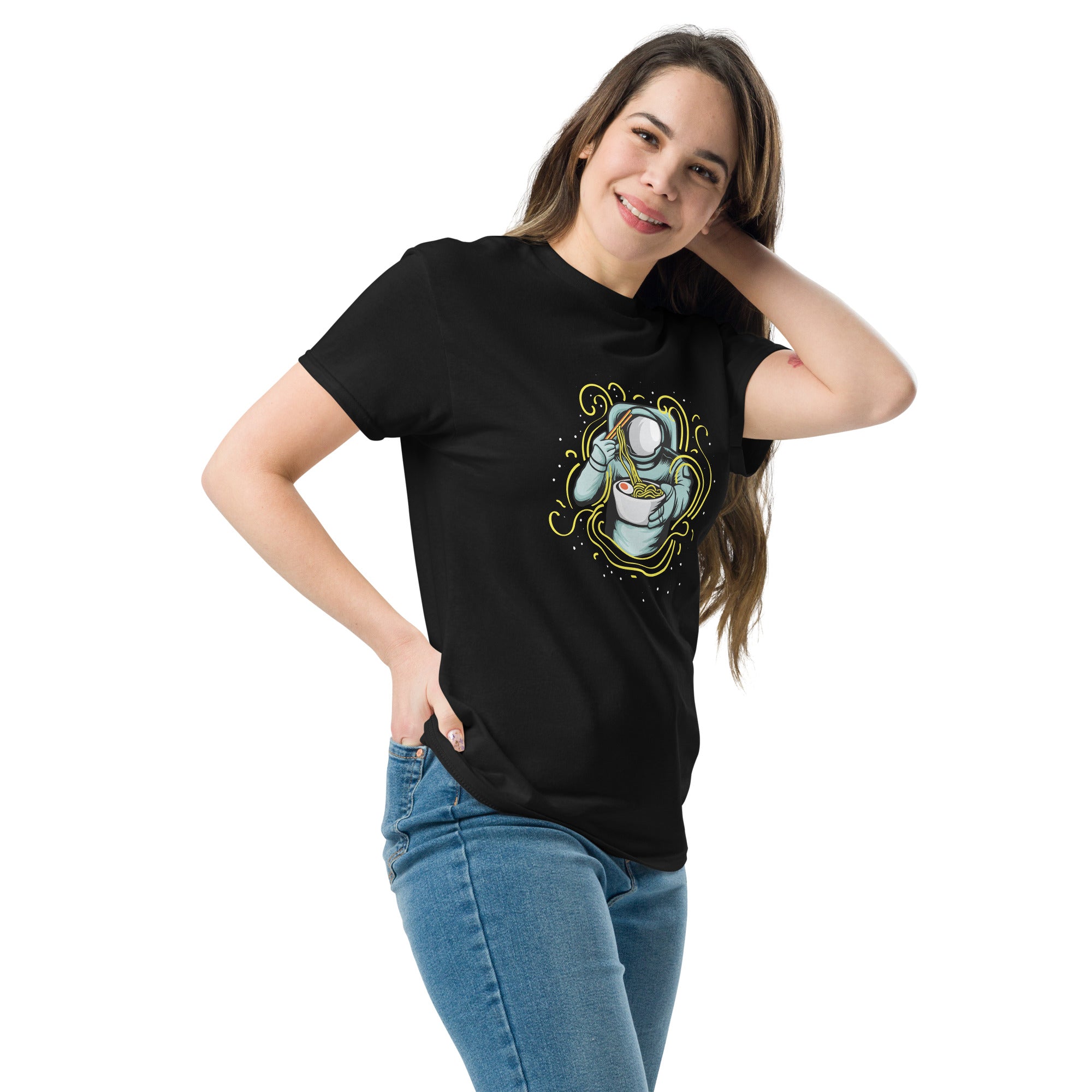 T-Shirt Unisex Stampata 100% Cotone – Confortevole – Design Space Ramen-Biiply