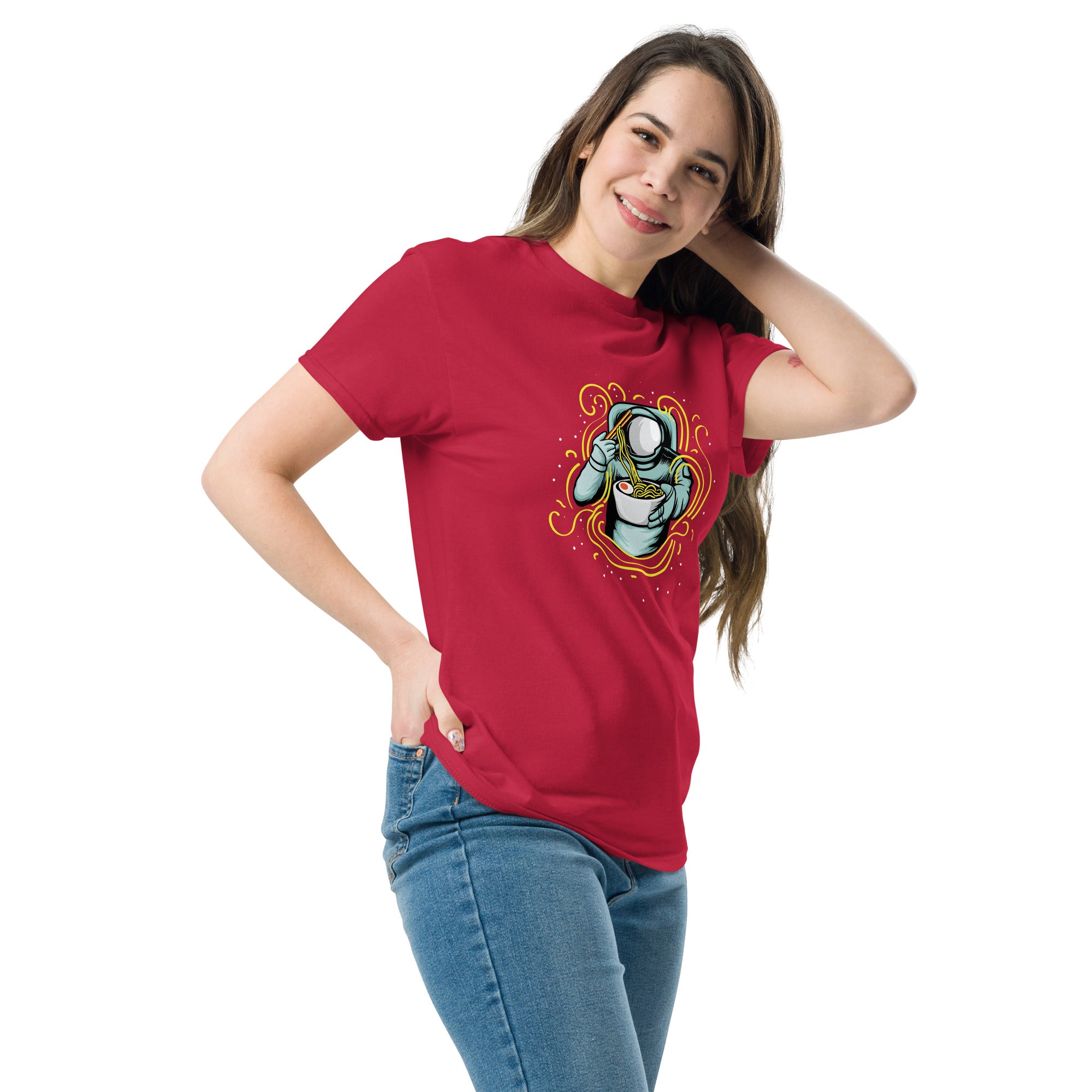 T-Shirt Unisex Stampata 100% Cotone – Confortevole – Design Space Ramen-Biiply