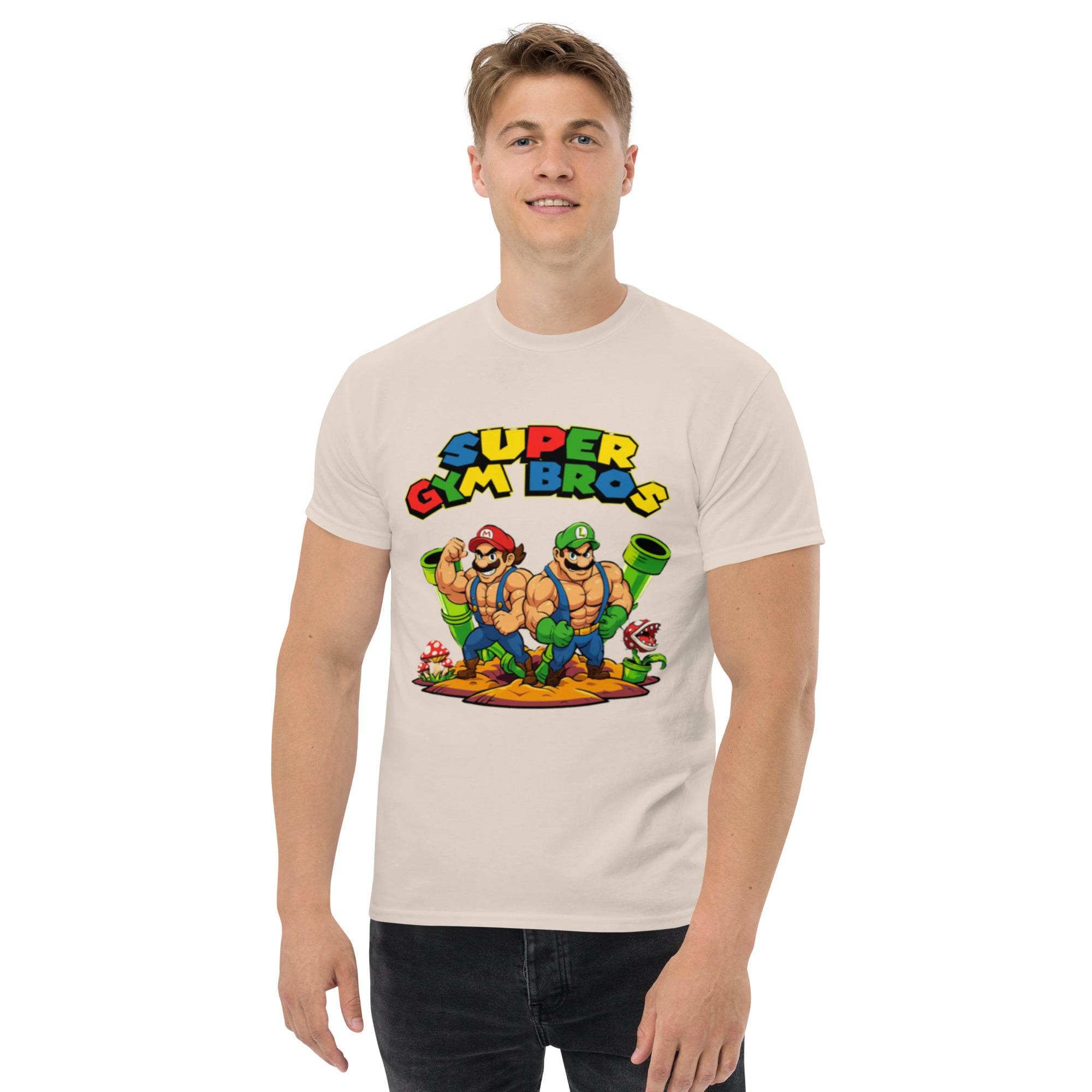 T-Shirt Unisex Stampata 100% Cotone – Confortevole – Design Super Gym Bros-Biiply
