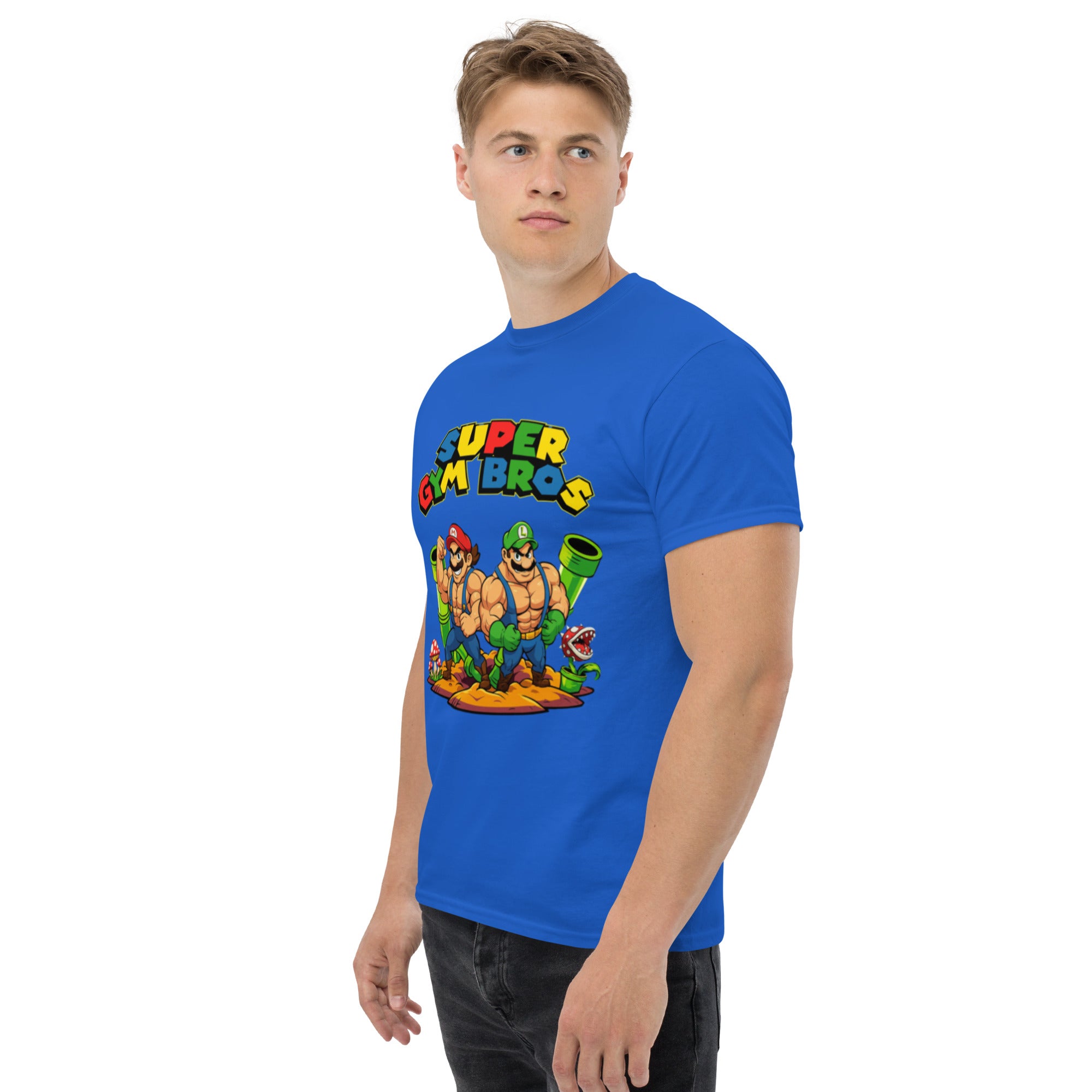 T-Shirt Unisex Stampata 100% Cotone – Confortevole – Design Super Gym Bros-Biiply