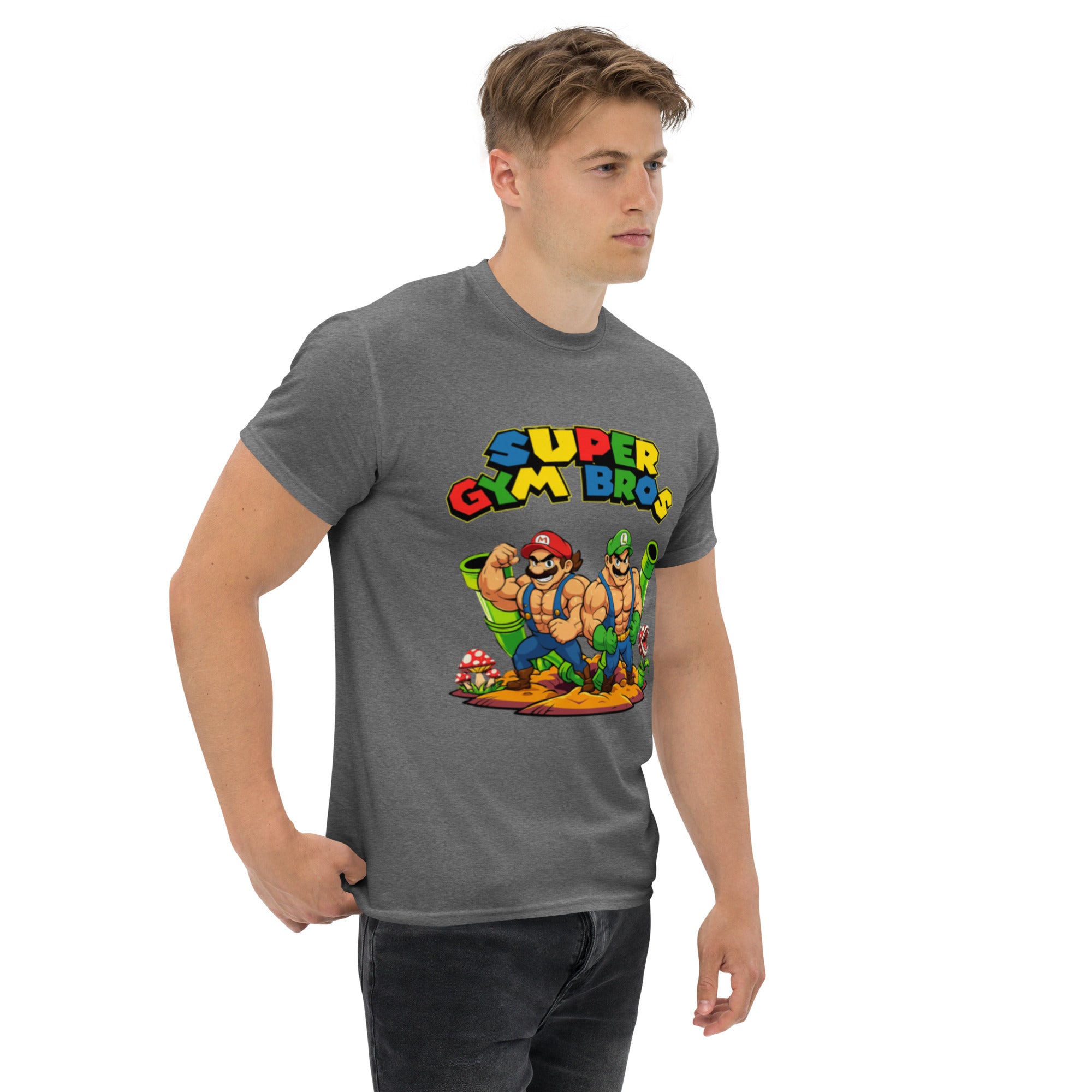 T-Shirt Unisex Stampata 100% Cotone – Confortevole – Design Super Gym Bros-Biiply