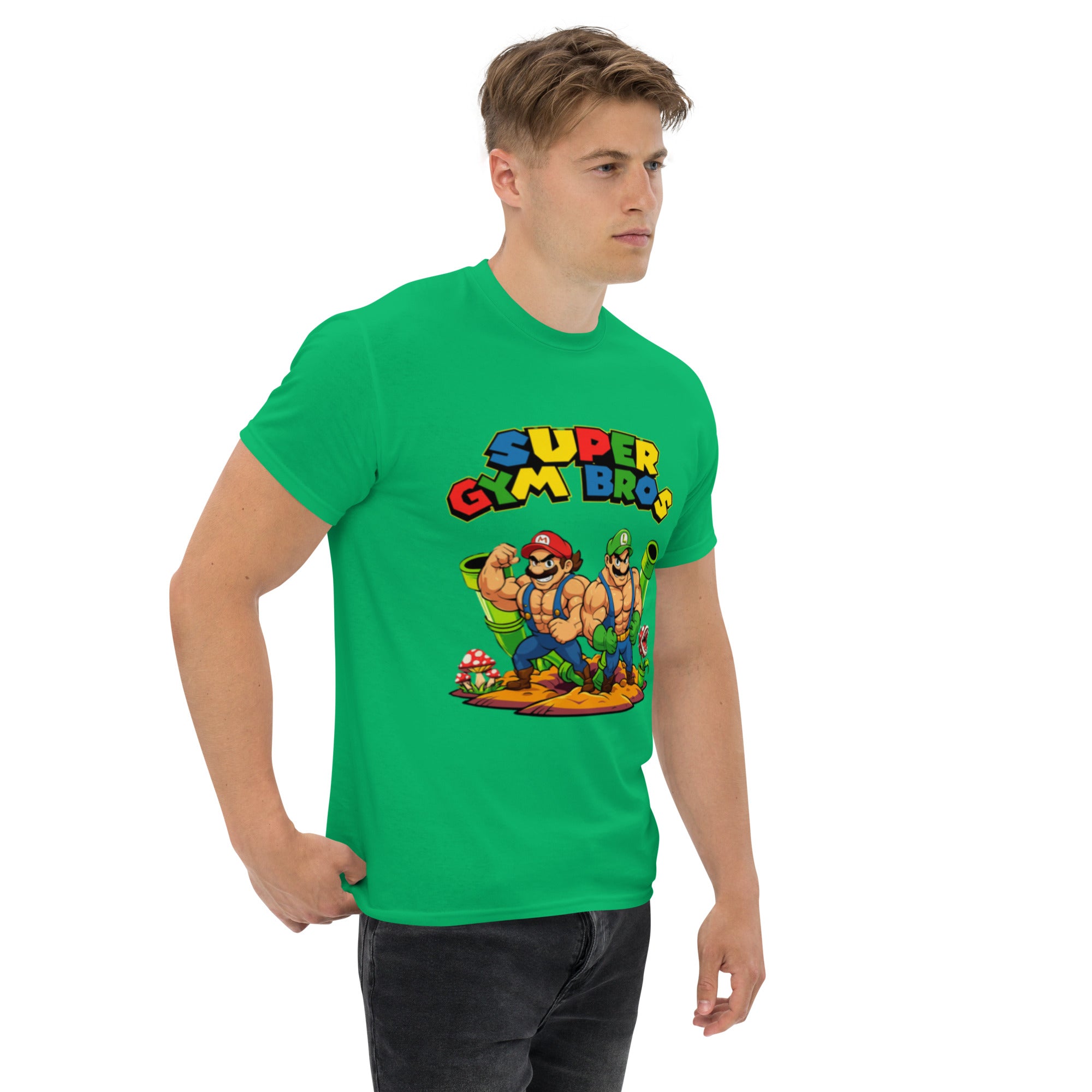 T-Shirt Unisex Stampata 100% Cotone – Confortevole – Design Super Gym Bros-Biiply