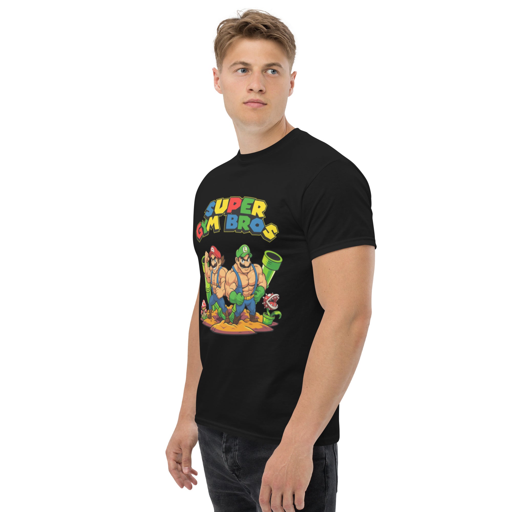 T-Shirt Unisex Stampata 100% Cotone – Confortevole – Design Super Gym Bros-Biiply