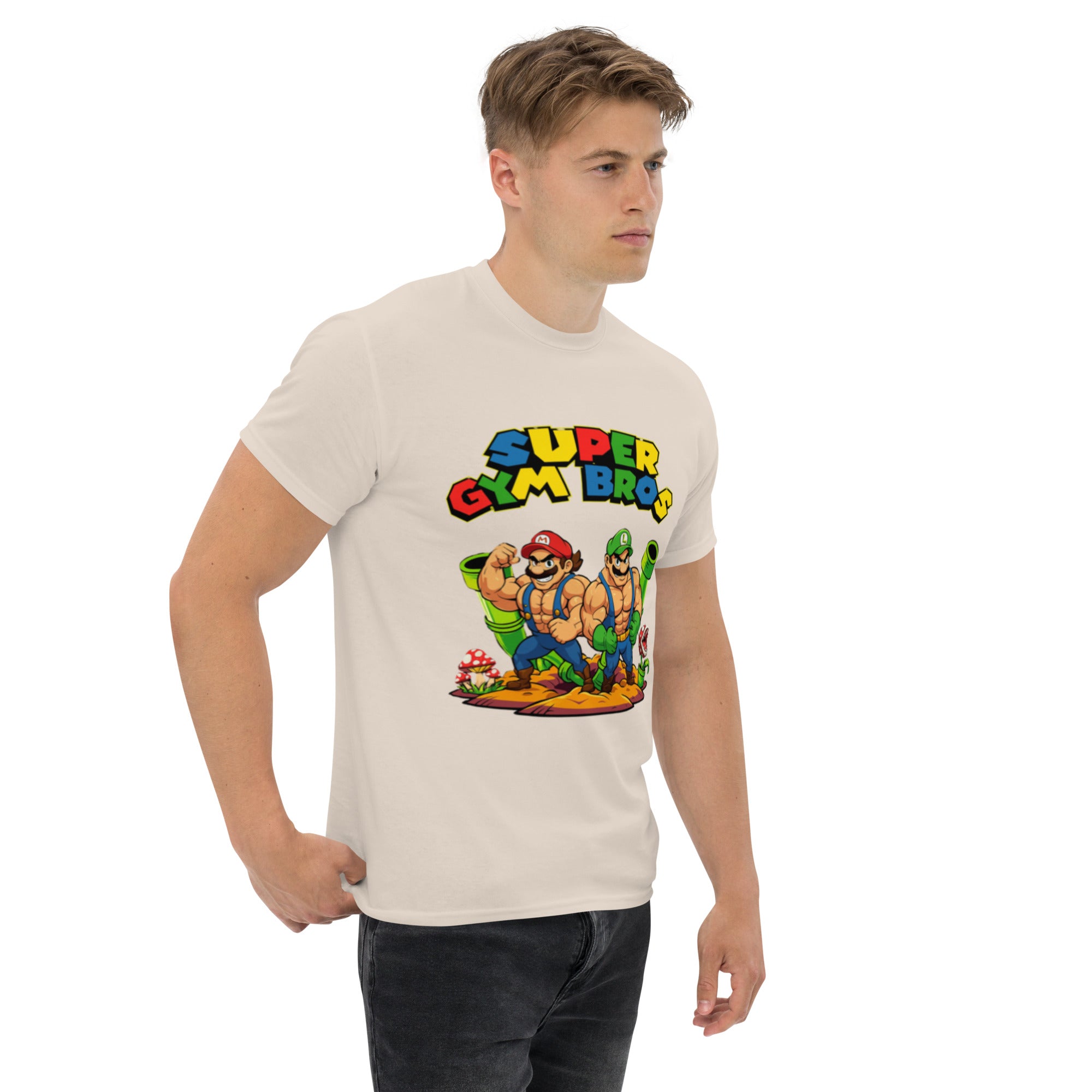 T-Shirt Unisex Stampata 100% Cotone – Confortevole – Design Super Gym Bros-Biiply