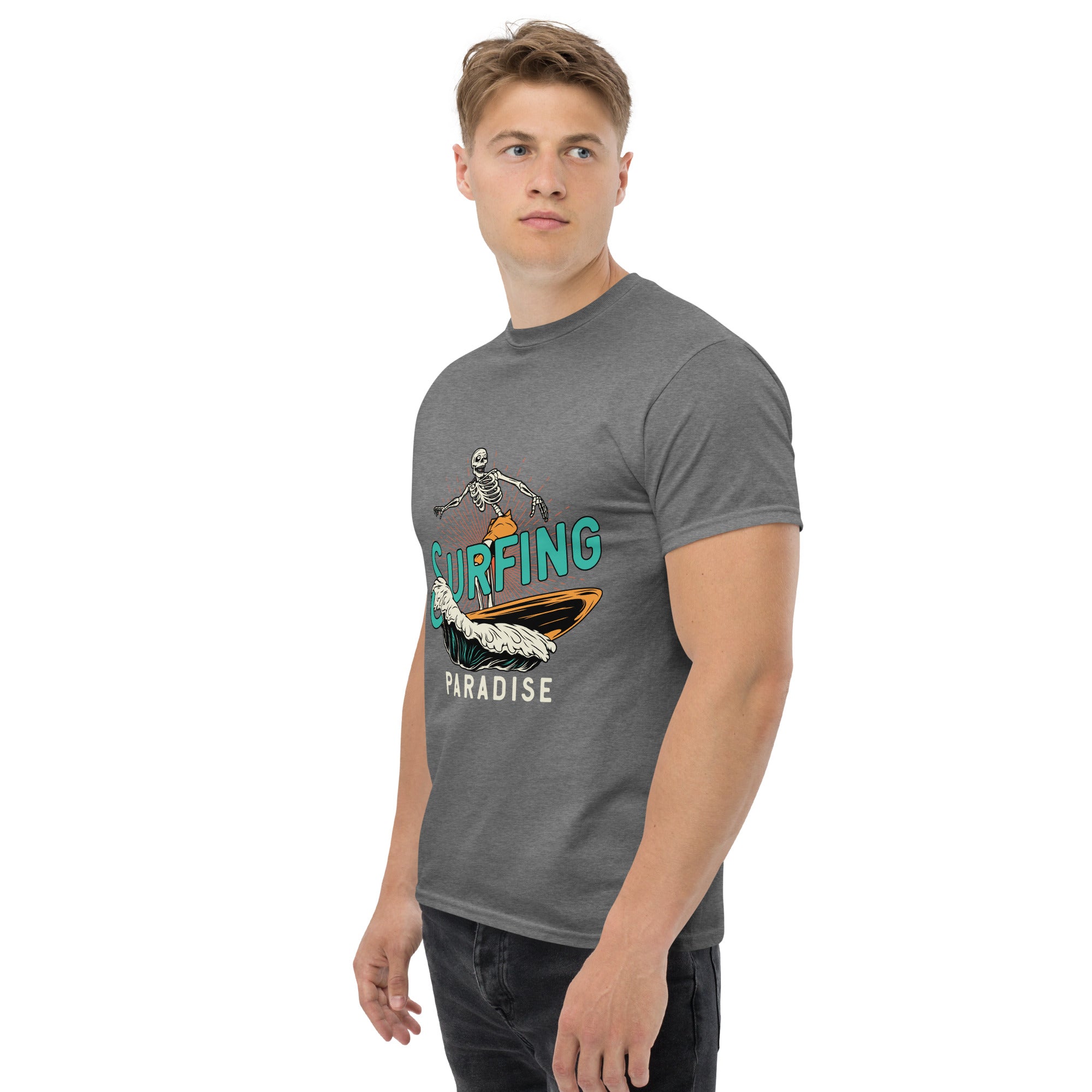 T-Shirt Unisex Stampata 100% Cotone – Confortevole – Design Surfing Paradise-Biiply