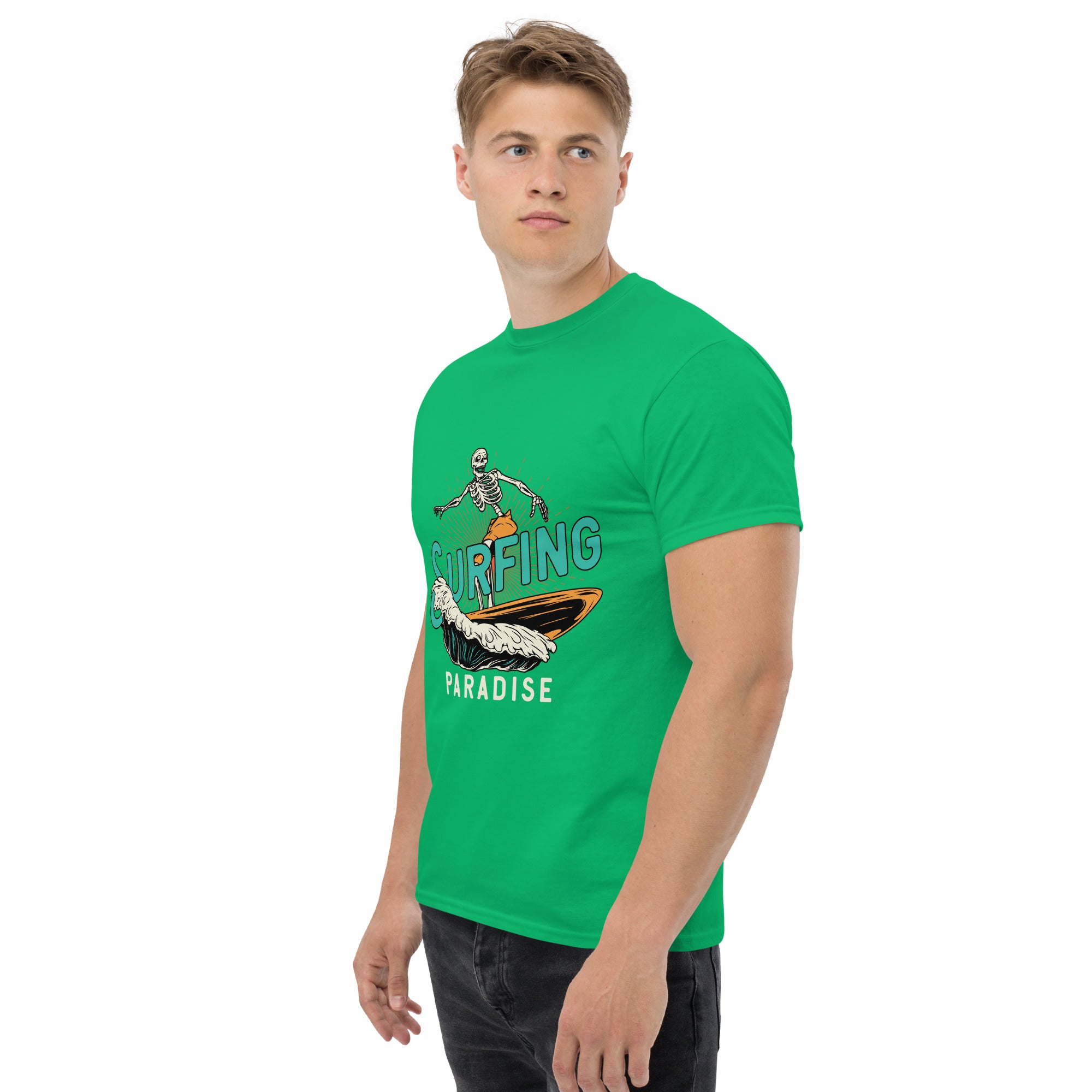 T-Shirt Unisex Stampata 100% Cotone – Confortevole – Design Surfing Paradise-Biiply