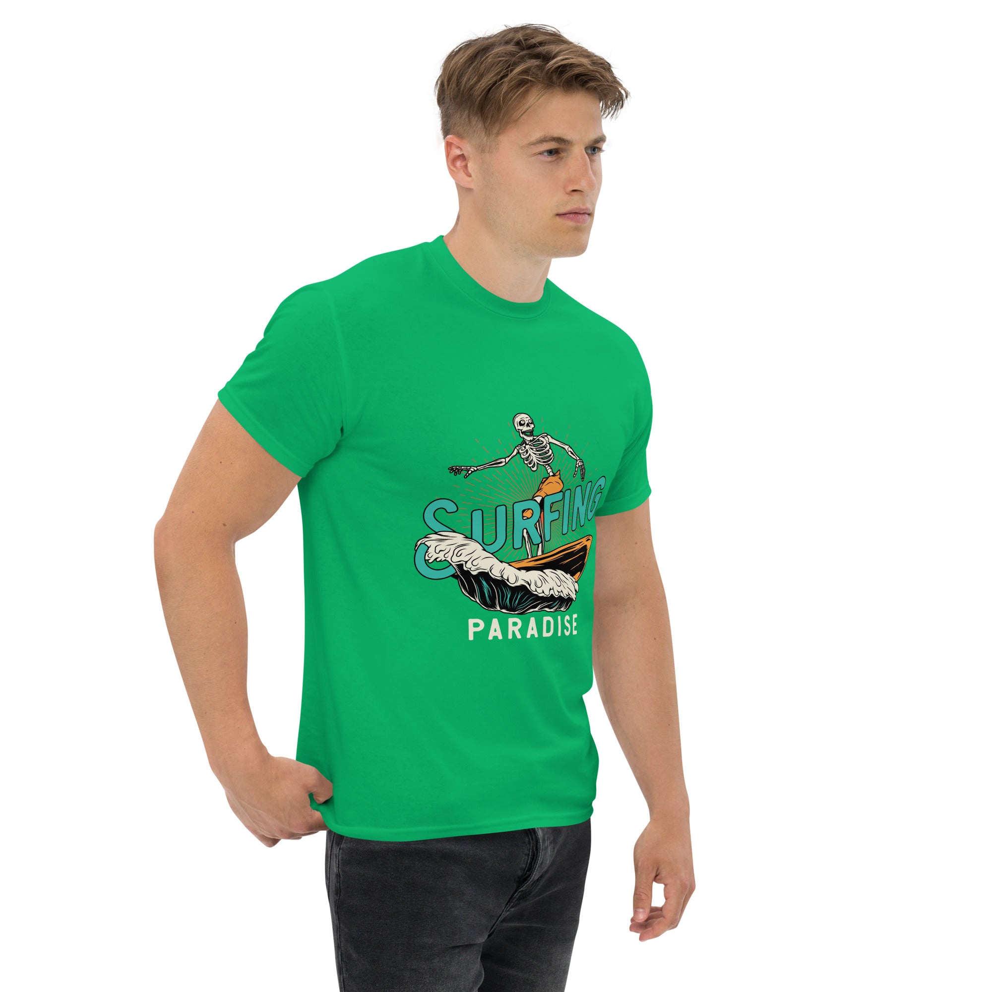 T-Shirt Unisex Stampata 100% Cotone – Confortevole – Design Surfing Paradise-Biiply