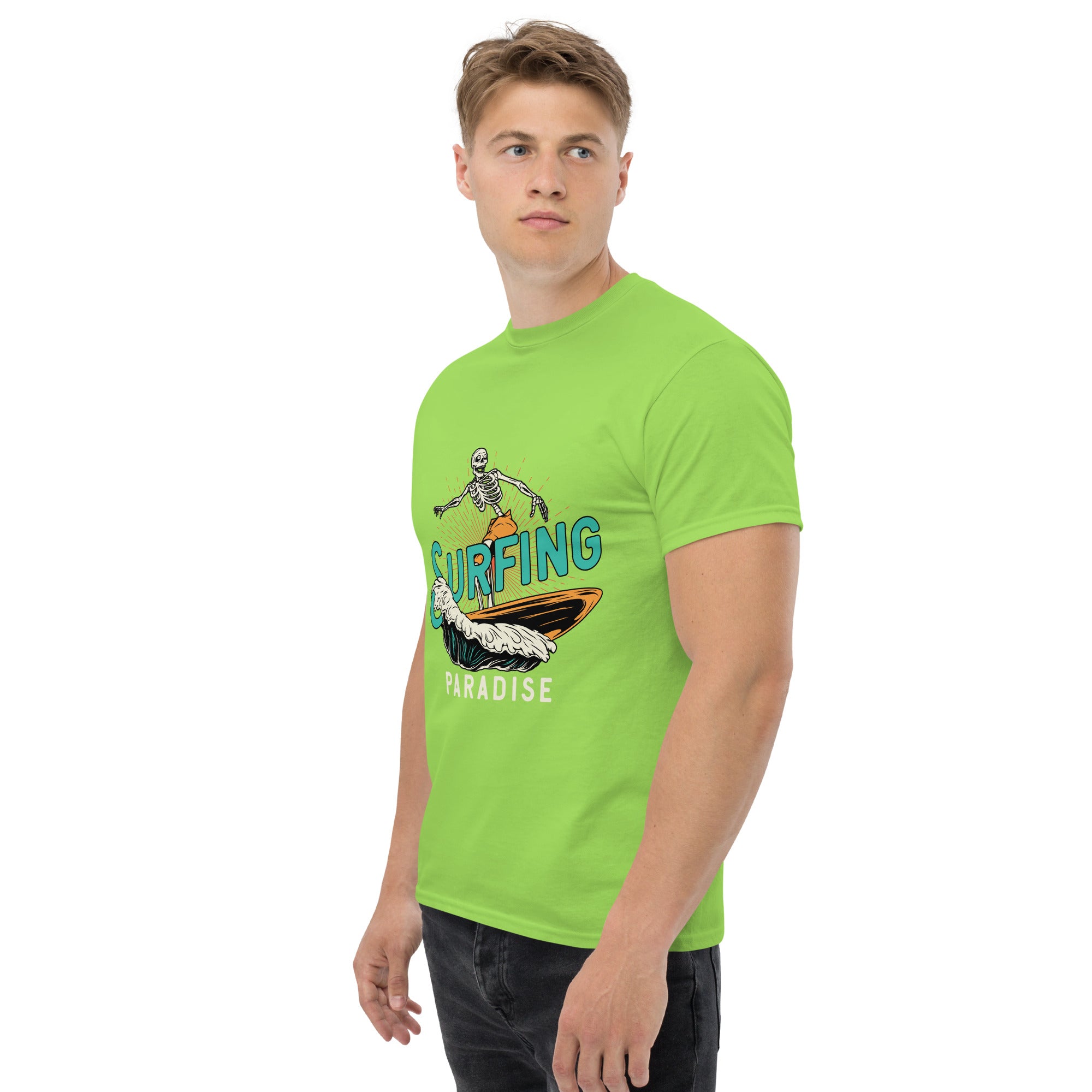 T-Shirt Unisex Stampata 100% Cotone – Confortevole – Design Surfing Paradise-Biiply
