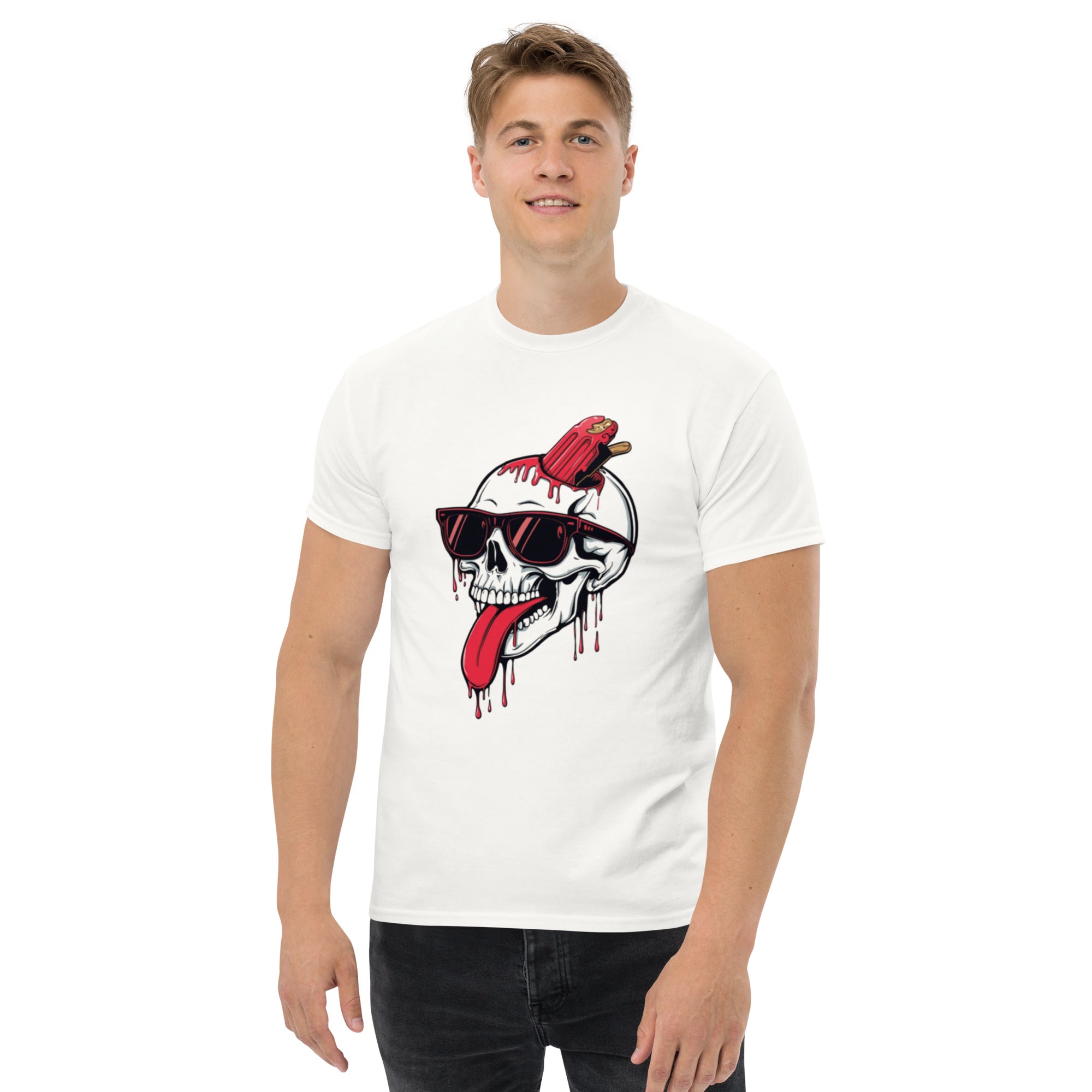 T-Shirt Unisex Stampata 100% Cotone – Confortevole – Design Teschio Ice cream-Biiply