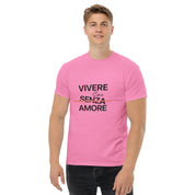 T-Shirt Unisex Stampata 100% Cotone – Confortevole – Design Vivere Con Senza Amore-Biiply