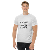 T-Shirt Unisex Stampata 100% Cotone – Confortevole – Design Vivere Con Senza Amore-Biiply