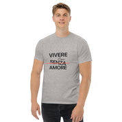 T-Shirt Unisex Stampata 100% Cotone – Confortevole – Design Vivere Con Senza Amore-Biiply