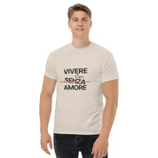 T-Shirt Unisex Stampata 100% Cotone – Confortevole – Design Vivere Con Senza Amore-Biiply
