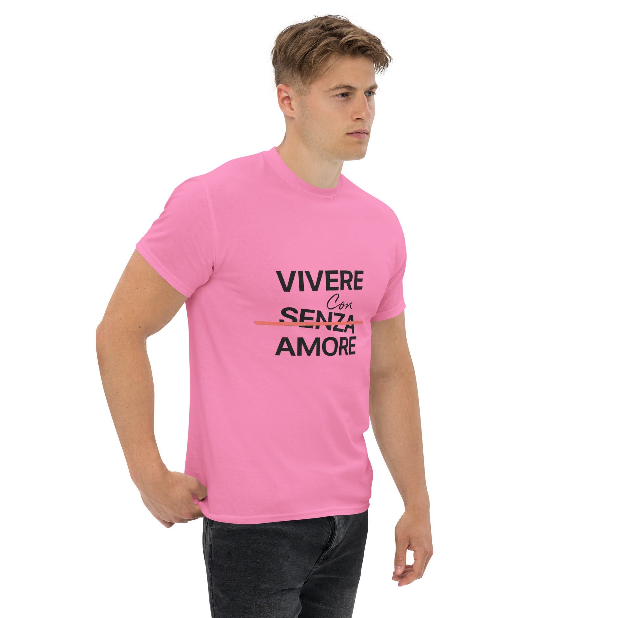 T-Shirt Unisex Stampata 100% Cotone – Confortevole – Design Vivere Con Senza Amore-Biiply