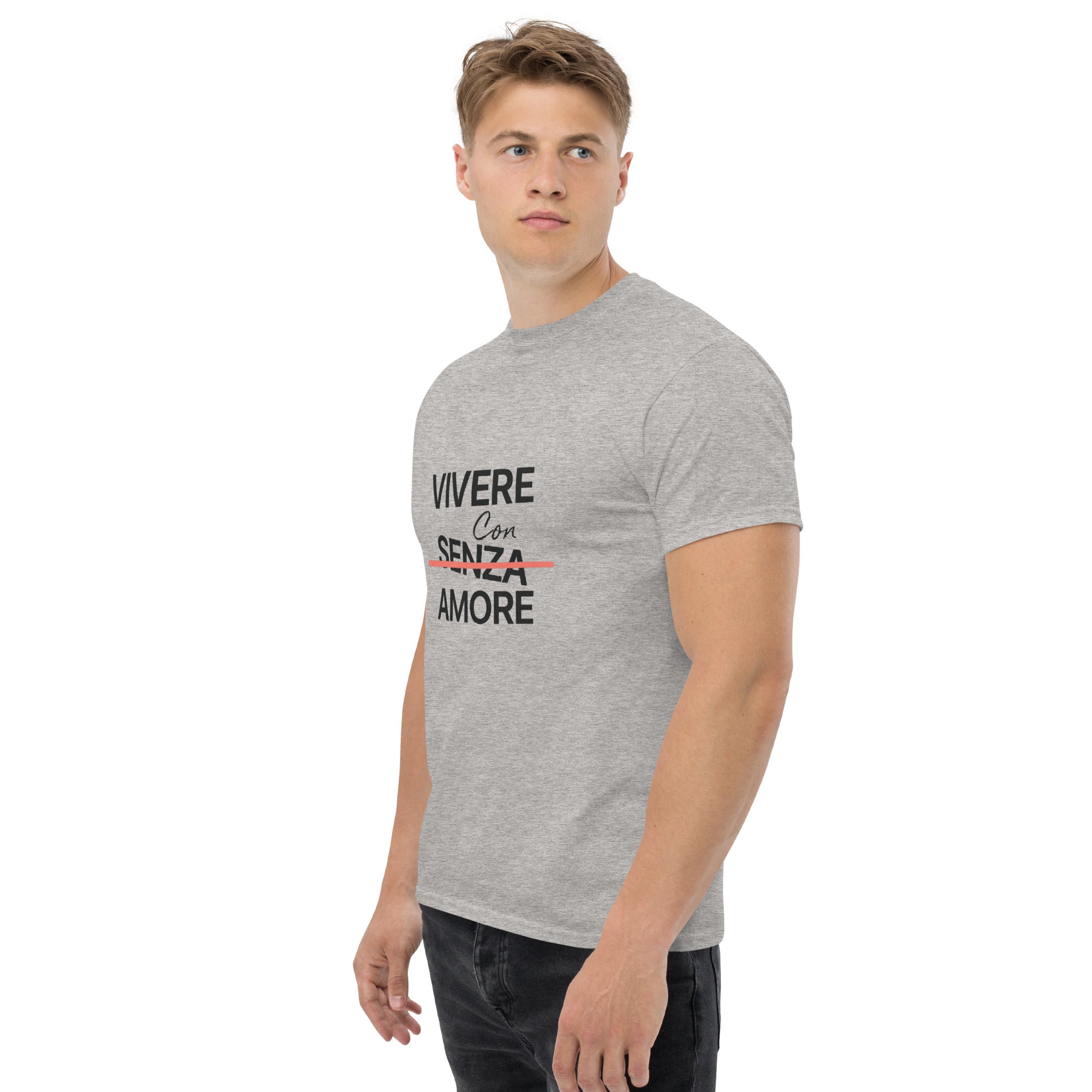 T-Shirt Unisex Stampata 100% Cotone – Confortevole – Design Vivere Con Senza Amore-Biiply