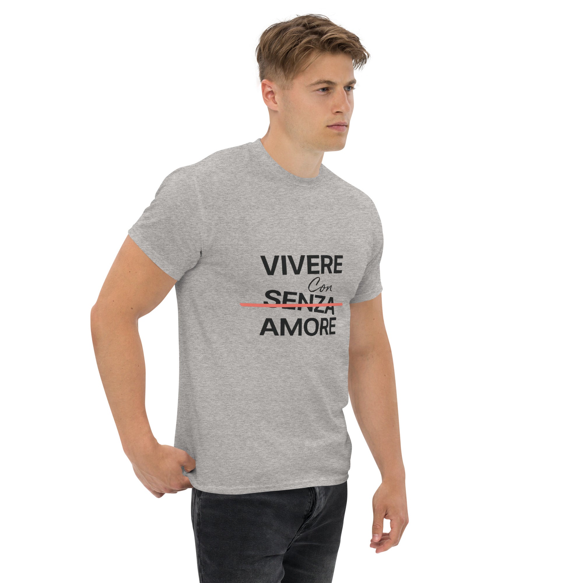 T-Shirt Unisex Stampata 100% Cotone – Confortevole – Design Vivere Con Senza Amore-Biiply