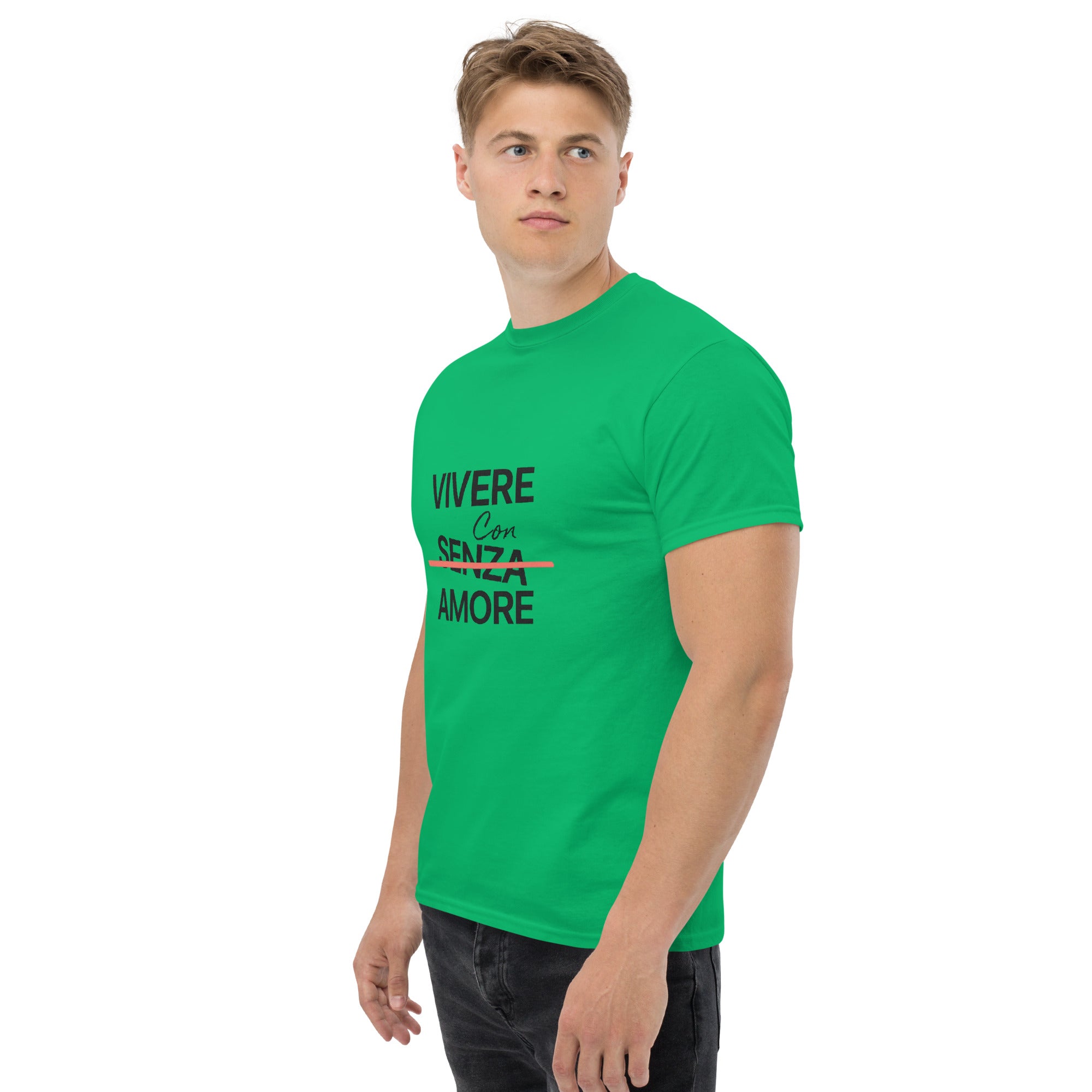 T-Shirt Unisex Stampata 100% Cotone – Confortevole – Design Vivere Con Senza Amore-Biiply