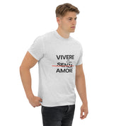 T-Shirt Unisex Stampata 100% Cotone – Confortevole – Design Vivere Con Senza Amore-Biiply