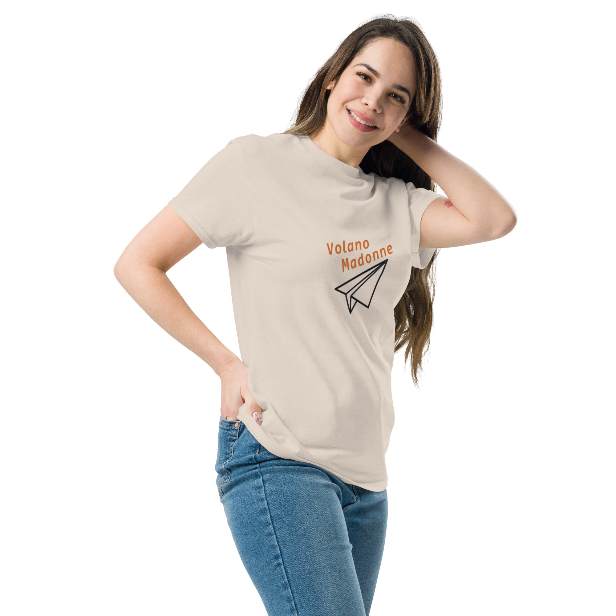 T-Shirt Unisex Stampata 100% Cotone – Confortevole – Design Volano Madonne-Biiply