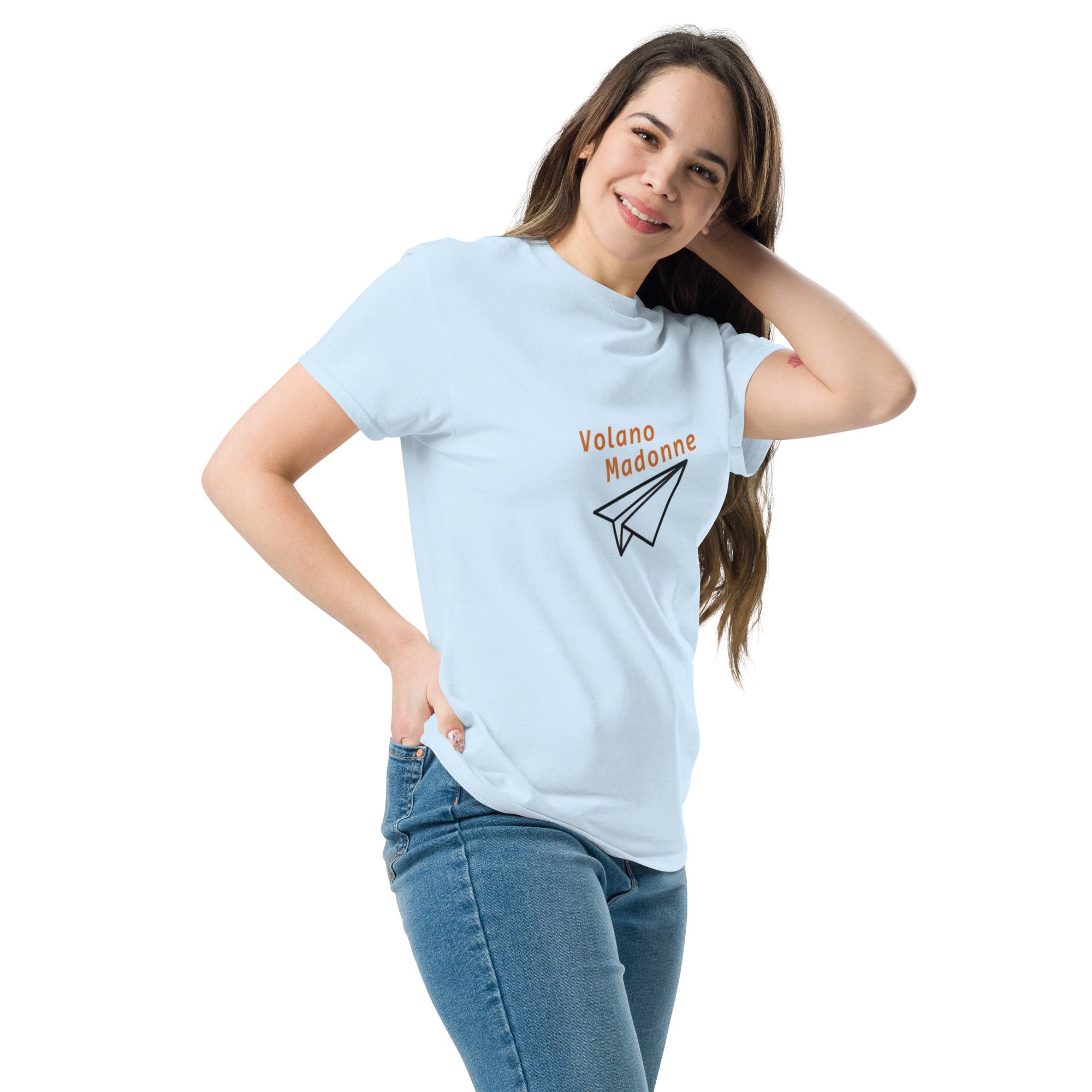 T-Shirt Unisex Stampata 100% Cotone – Confortevole – Design Volano Madonne-Biiply