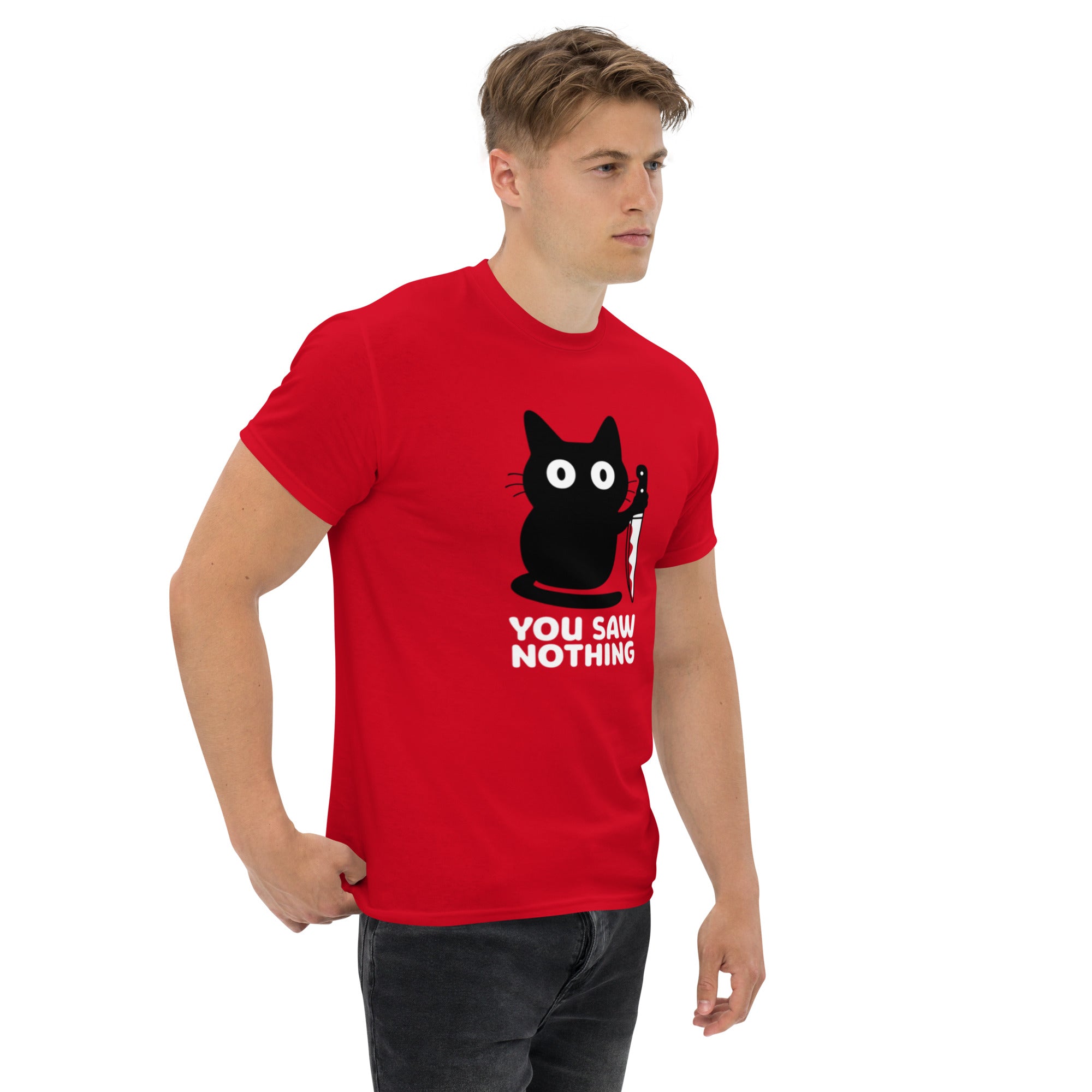 T-Shirt Unisex Stampata 100% Cotone – Confortevole – Design You Saw Nothing-Biiply