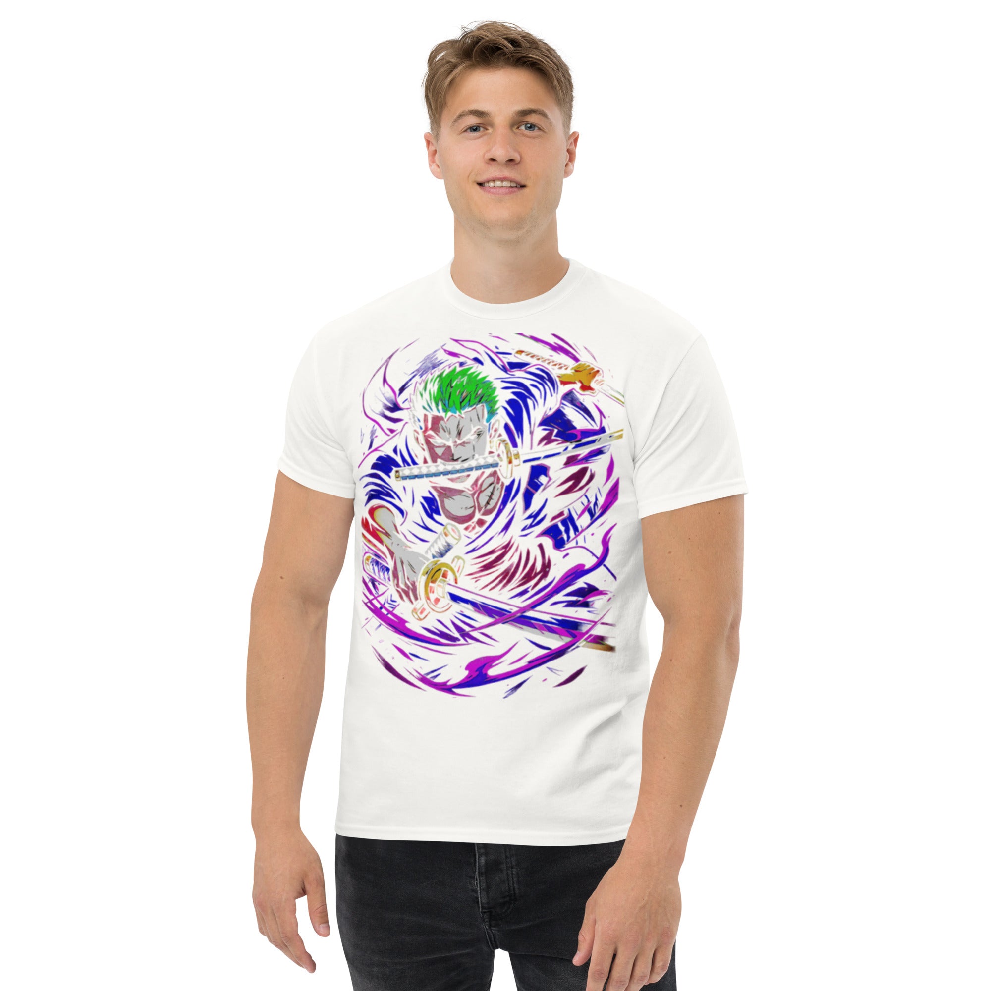 T-Shirt Unisex Stampata 100% Cotone – Confortevole – Design Zoro-Biiply