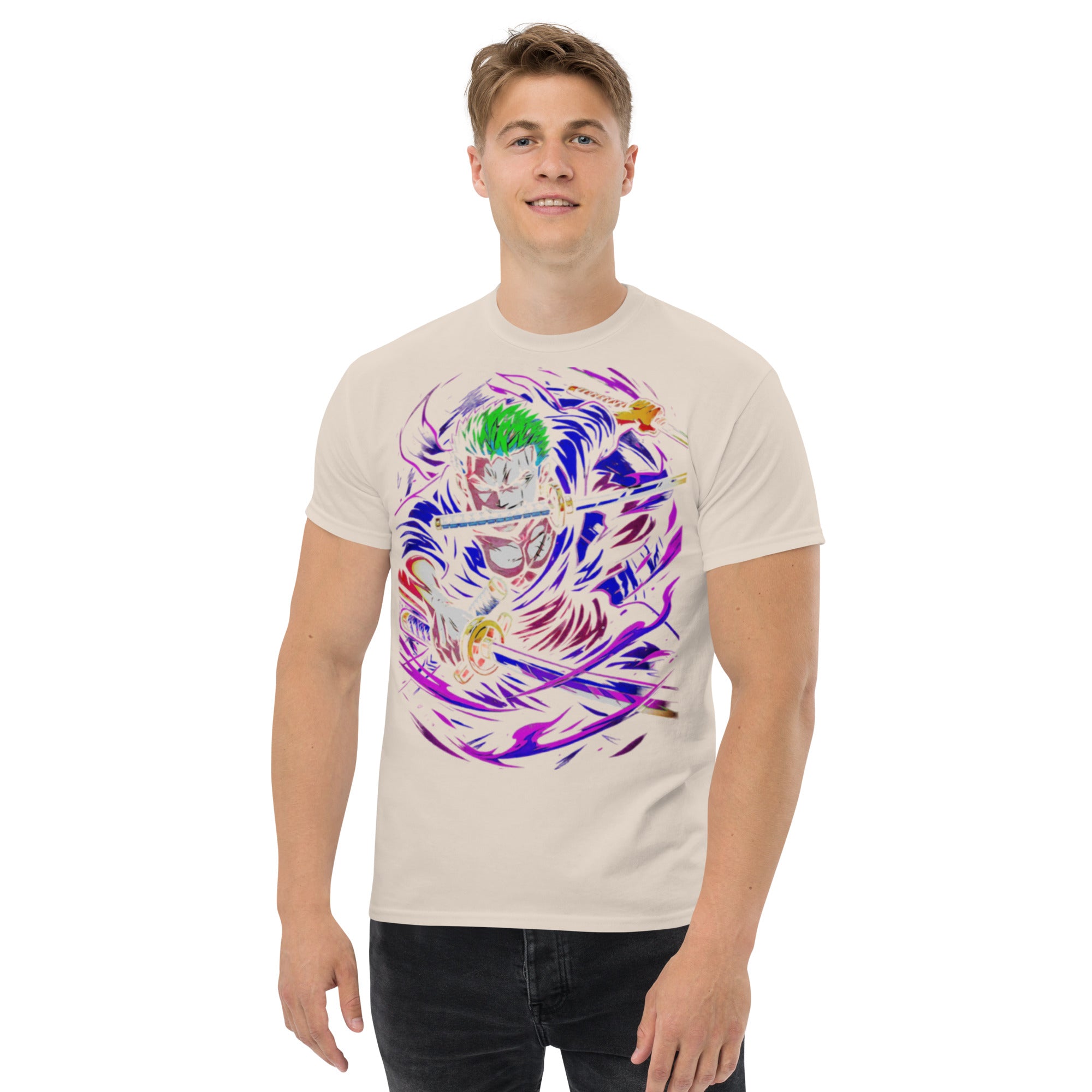 T-Shirt Unisex Stampata 100% Cotone – Confortevole – Design Zoro-Biiply