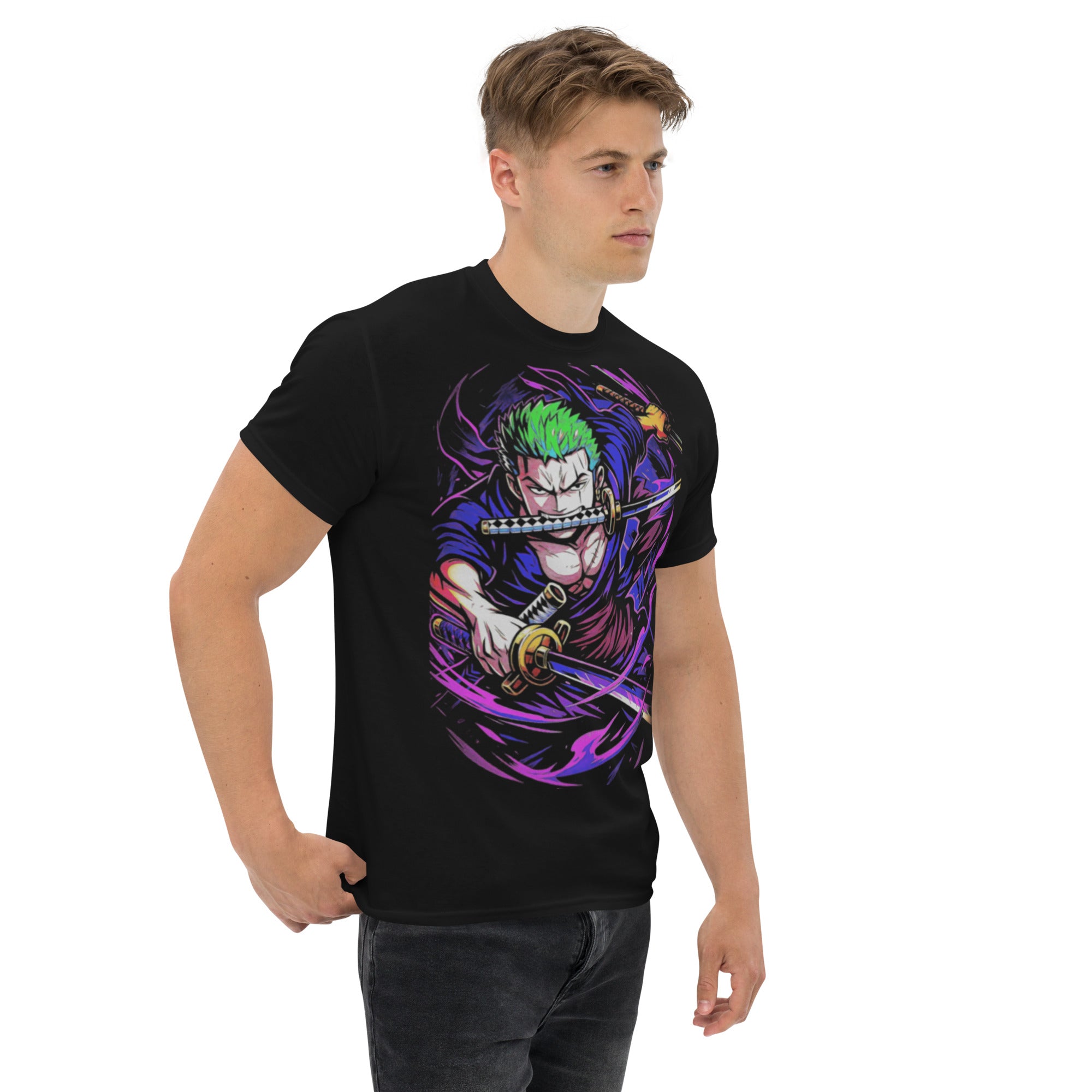 T-Shirt Unisex Stampata 100% Cotone – Confortevole – Design Zoro-Biiply