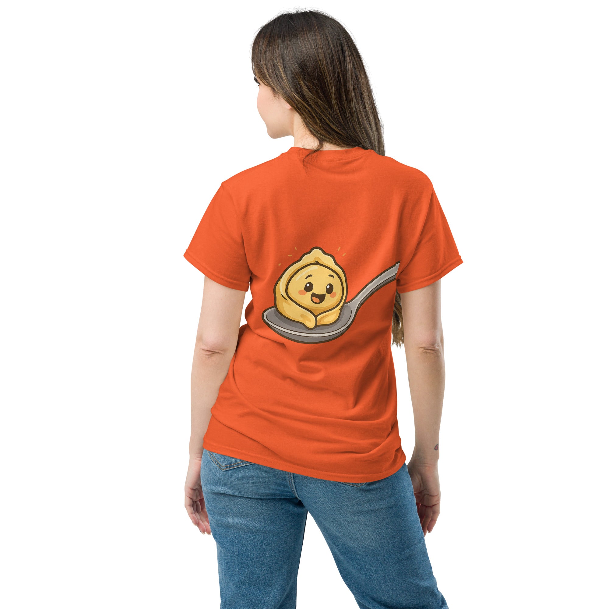 T-Shirt Unisex Stampata Posteriore 100% Cotone – Confortevole – Design Cucchiaio con Tortellino-Biiply