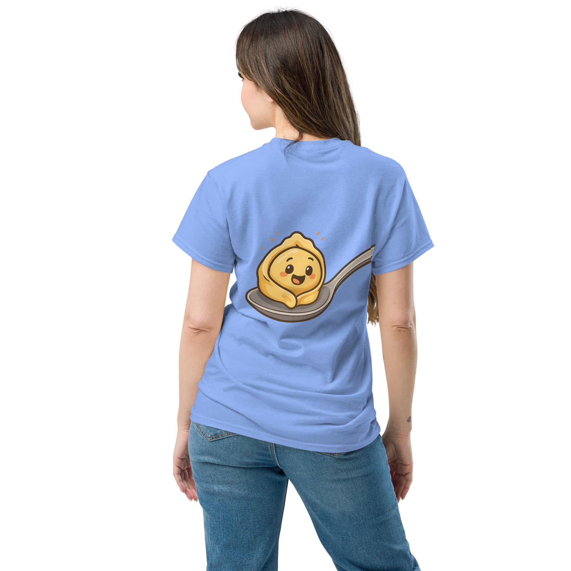 T-Shirt Unisex Stampata Posteriore 100% Cotone – Confortevole – Design Cucchiaio con Tortellino-Biiply