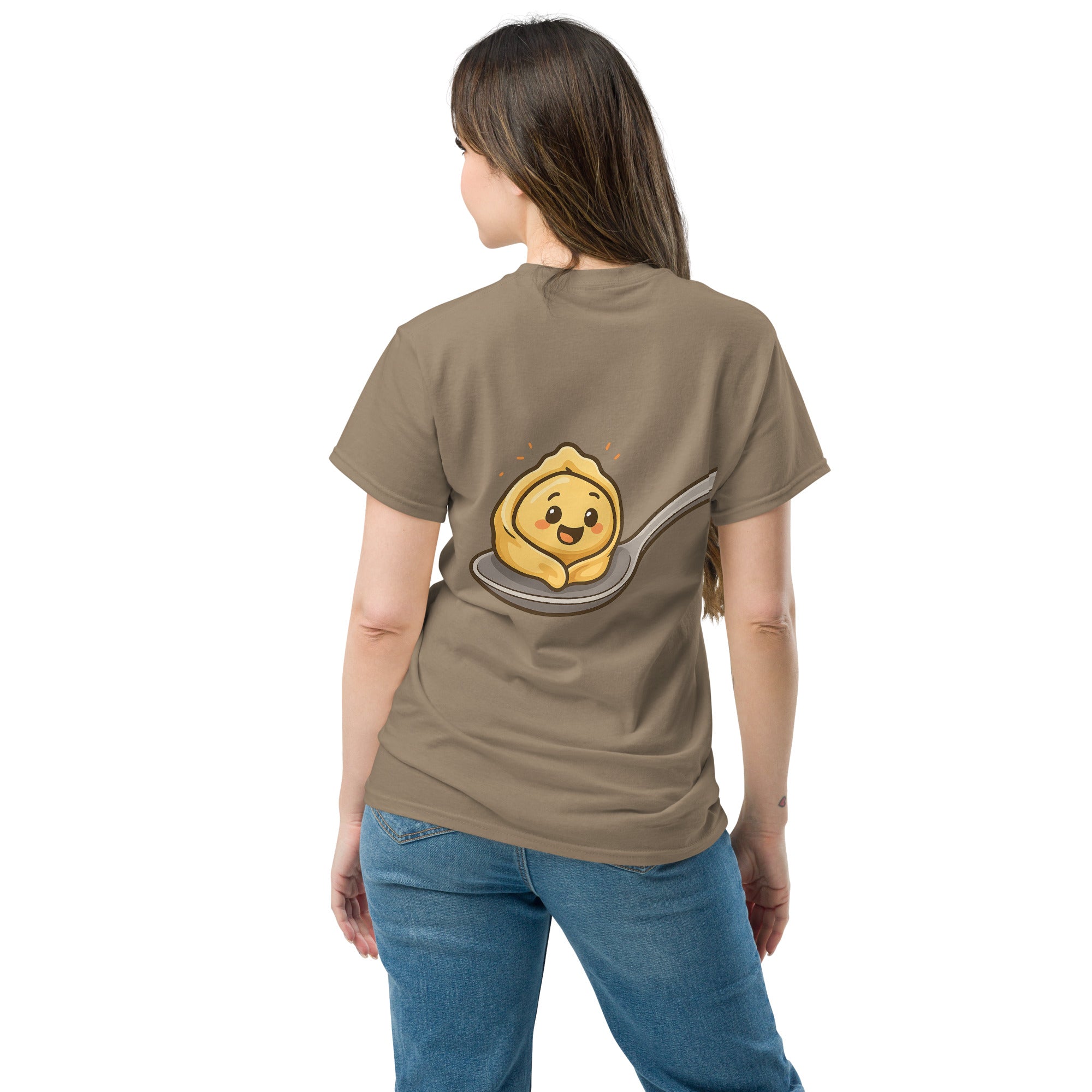 T-Shirt Unisex Stampata Posteriore 100% Cotone – Confortevole – Design Cucchiaio con Tortellino-Biiply