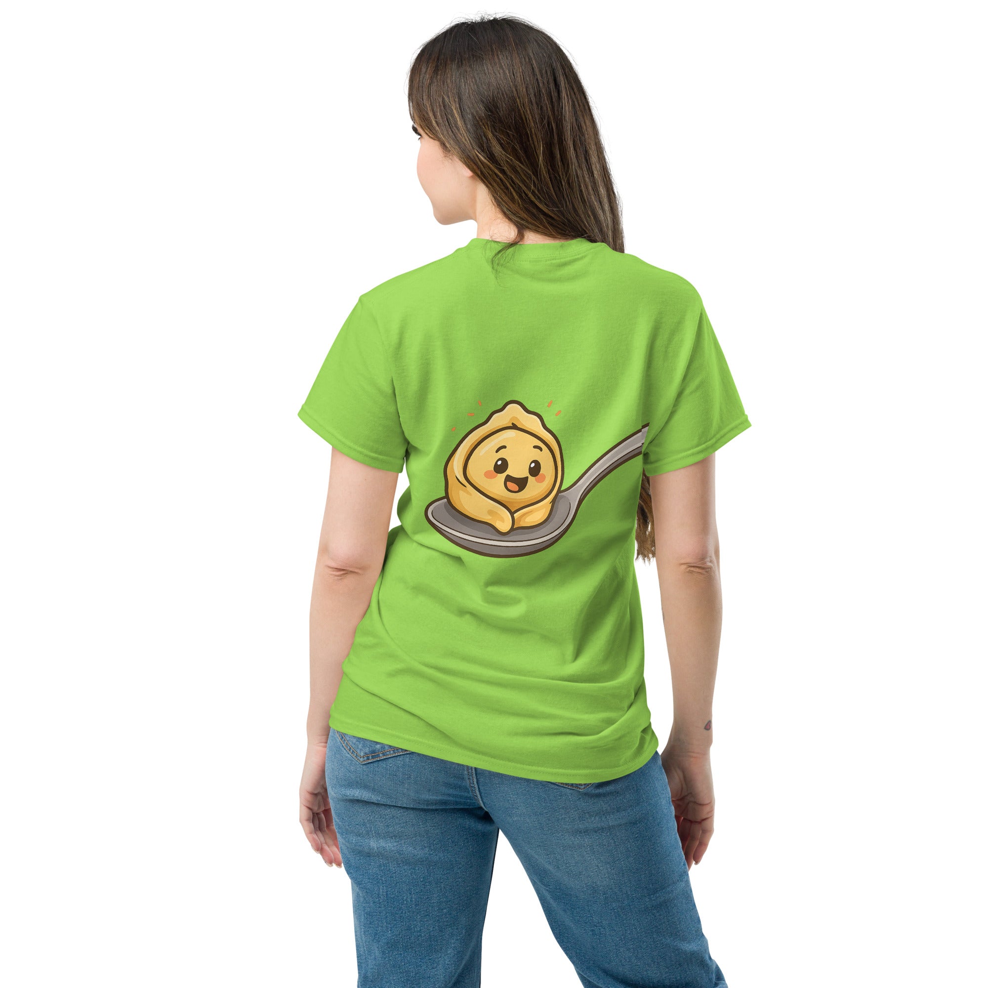 T-Shirt Unisex Stampata Posteriore 100% Cotone – Confortevole – Design Cucchiaio con Tortellino-Biiply
