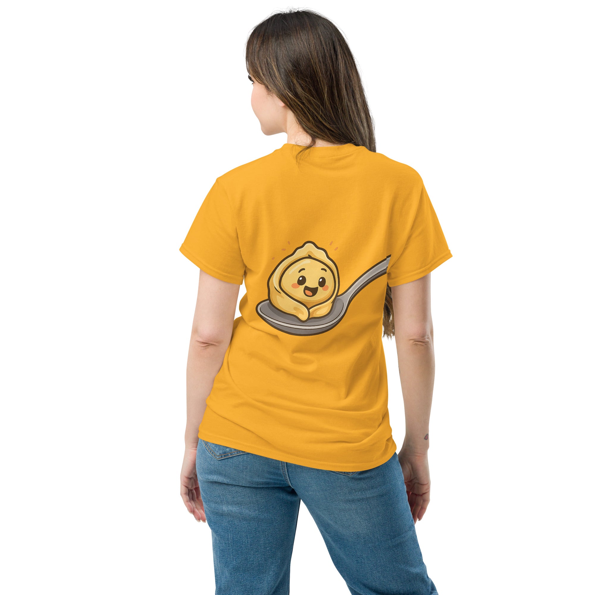T-Shirt Unisex Stampata Posteriore 100% Cotone – Confortevole – Design Cucchiaio con Tortellino-Biiply