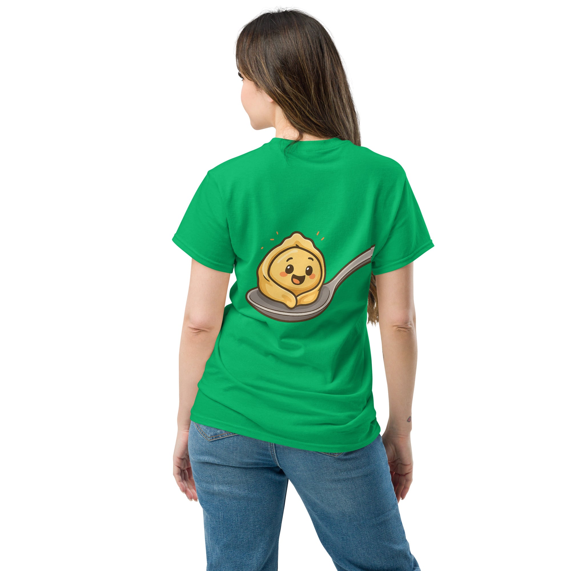 T-Shirt Unisex Stampata Posteriore 100% Cotone – Confortevole – Design Cucchiaio con Tortellino-Biiply
