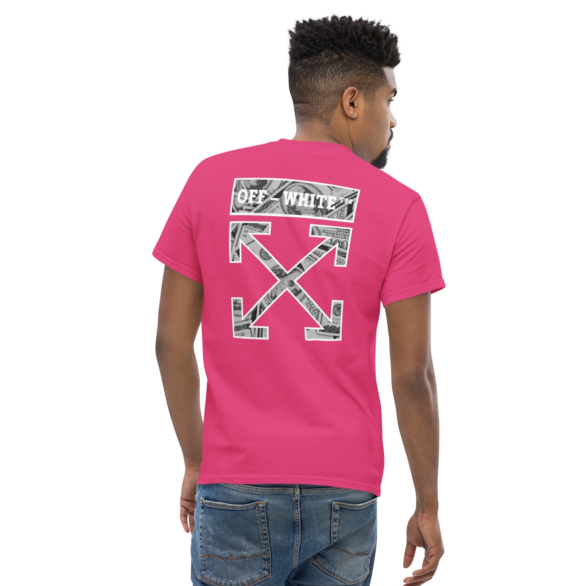 T-Shirt Unisex Stampata Posteriore 100% Cotone – Confortevole – Design Off White Dollar-Biiply