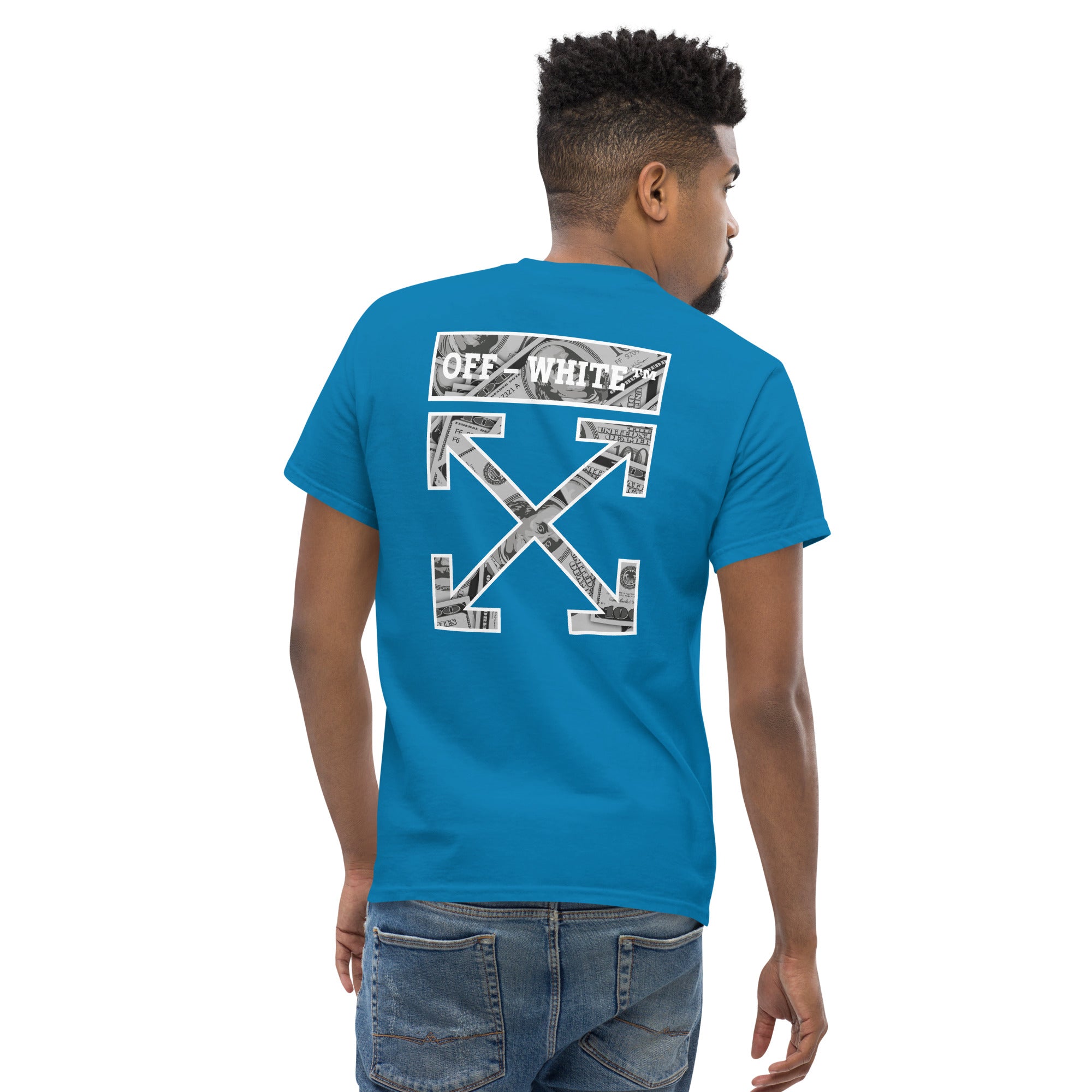 T-Shirt Unisex Stampata Posteriore 100% Cotone – Confortevole – Design Off White Dollar-Biiply