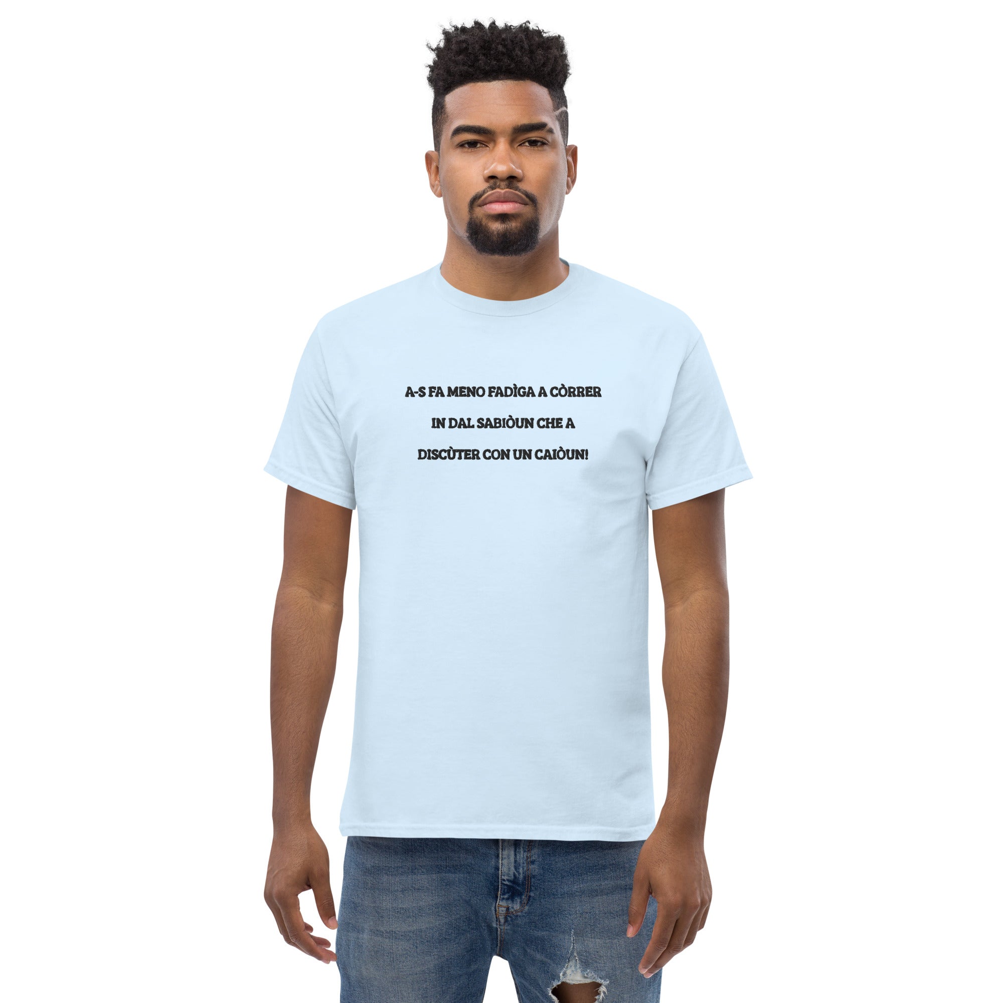T-shirt Unisex Ricamata Discùter Con Un Caiòun!