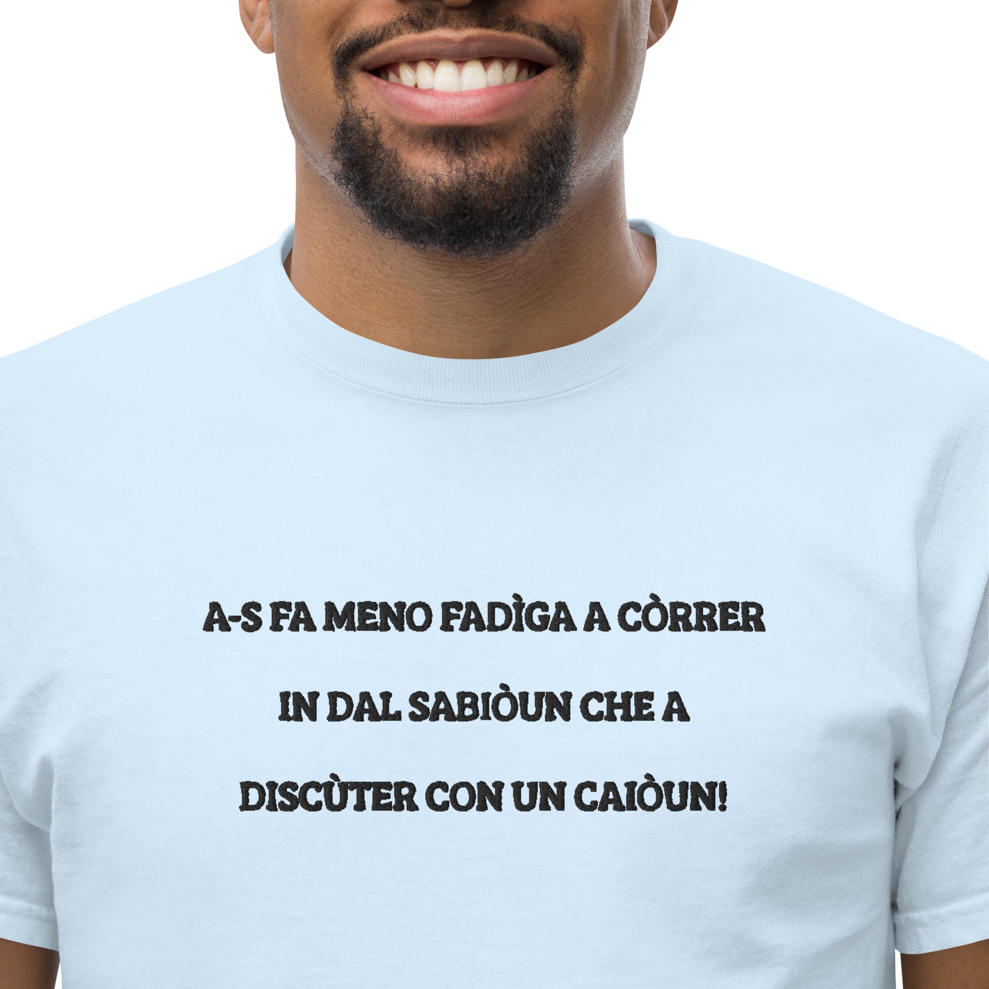 T-shirt Unisex Ricamata Discùter Con Un Caiòun!