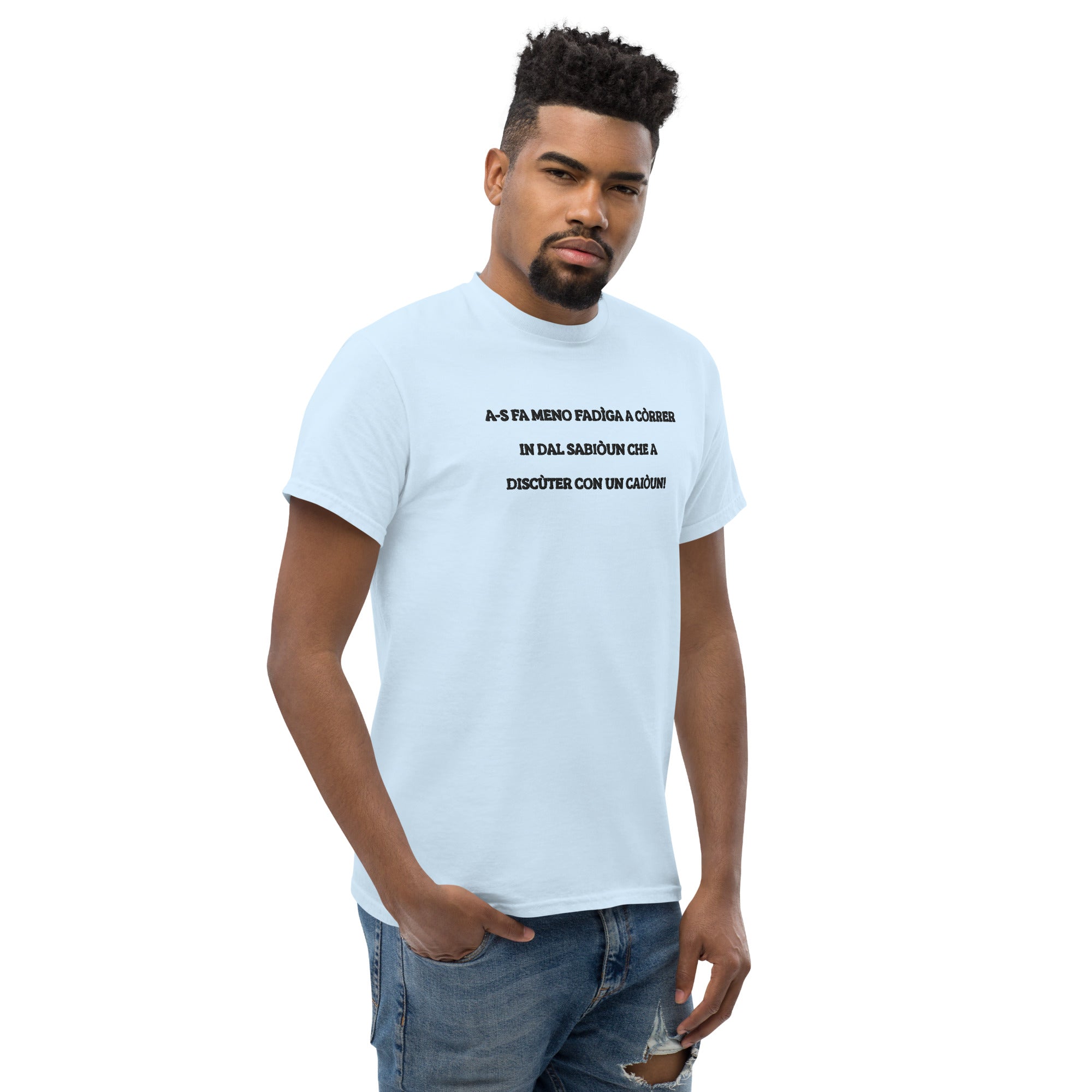 T-shirt Unisex Ricamata Discùter Con Un Caiòun!