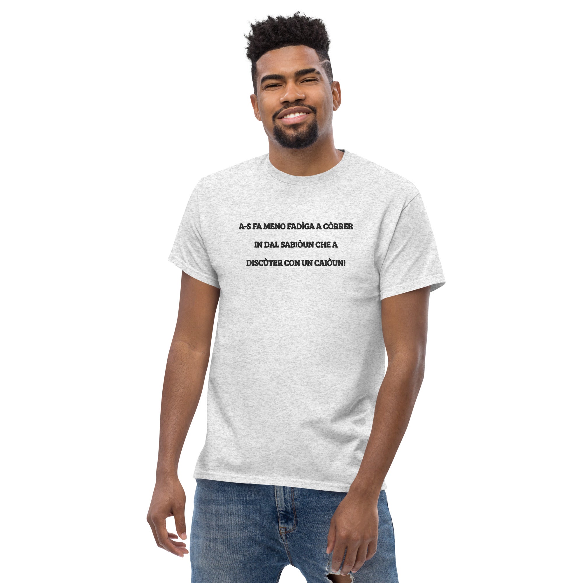 T-shirt Unisex Ricamata Discùter Con Un Caiòun!
